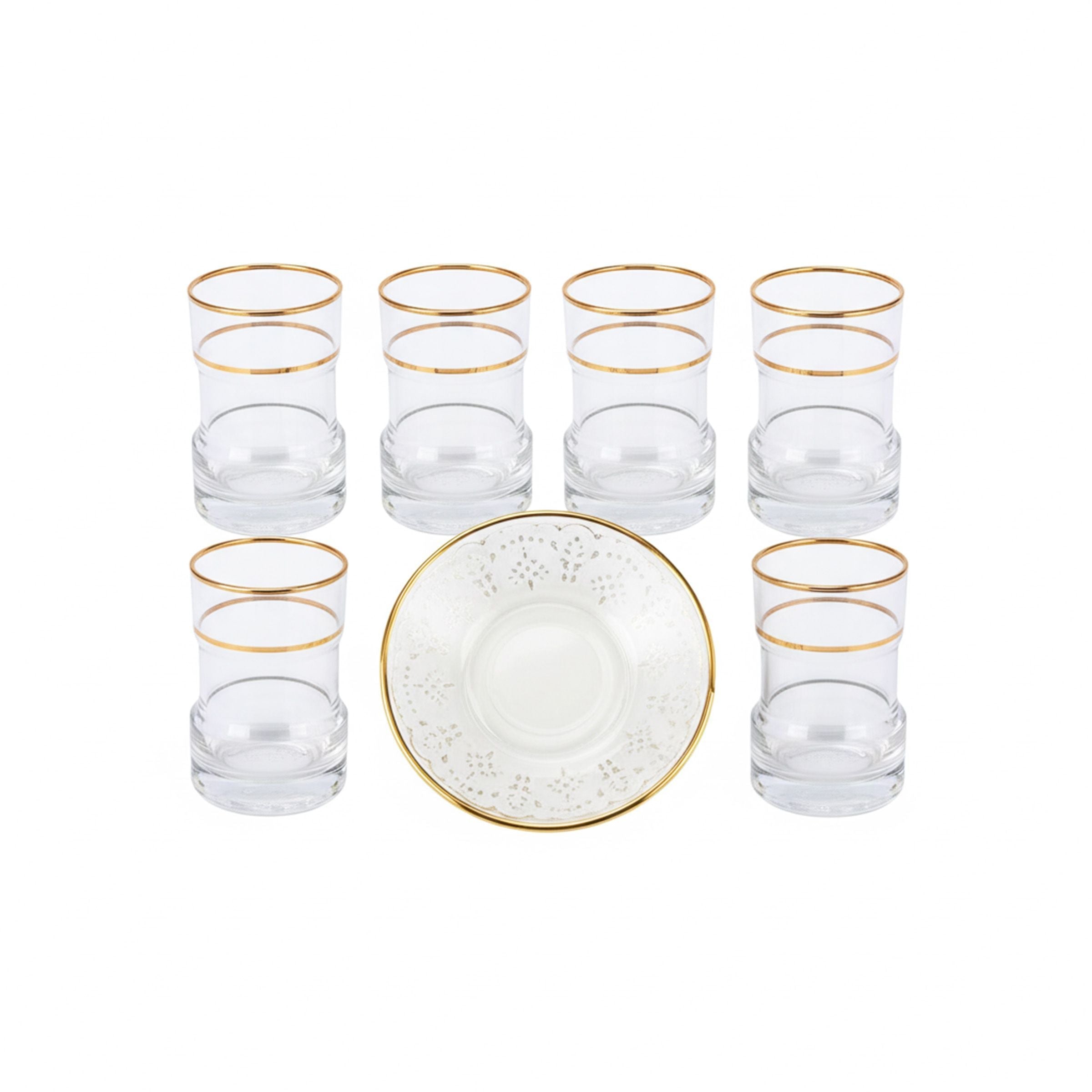 Glass Tea Cup Set 6Cups/Saucers 8031A-6+6