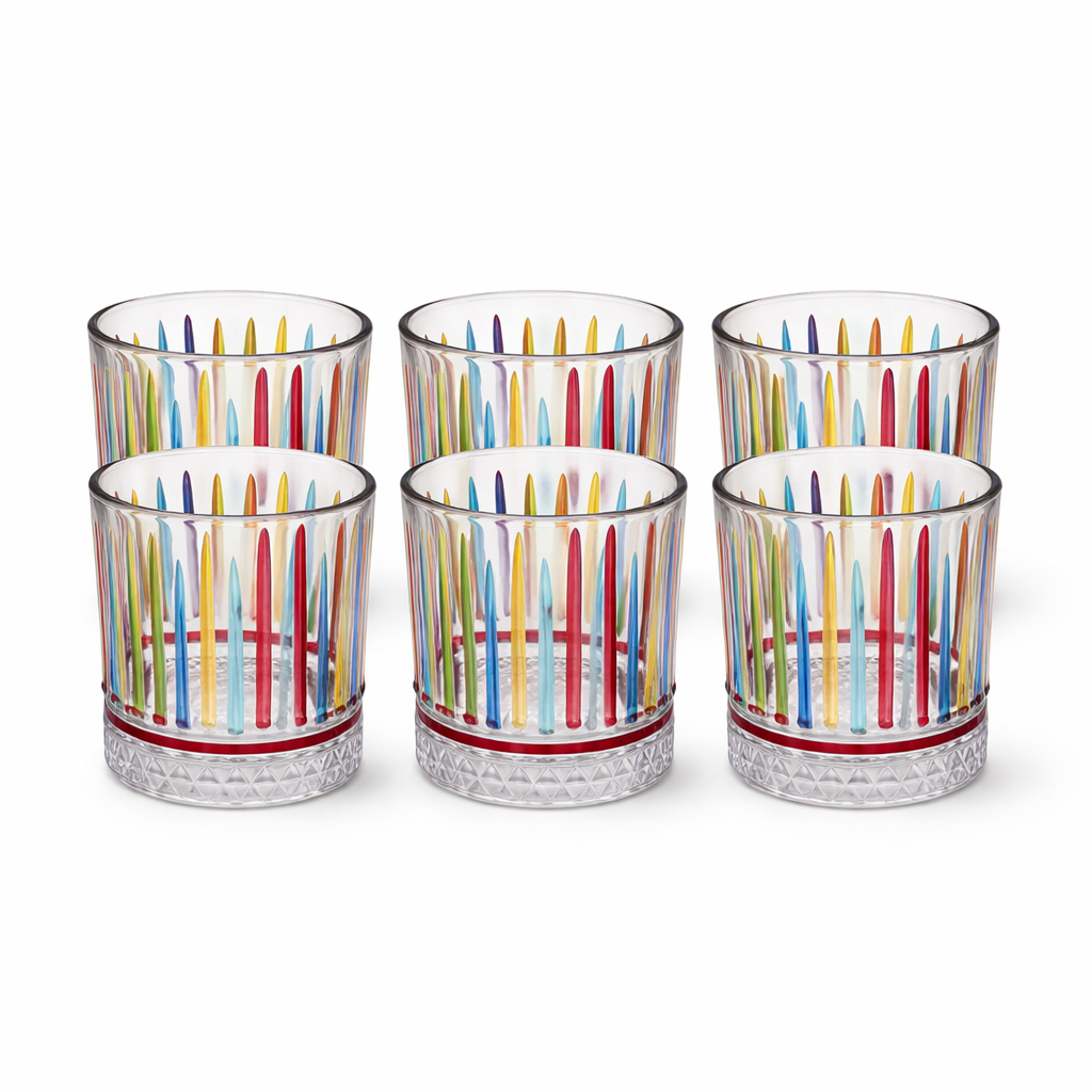 Glass Cup Set 6pcs Colorful DM327-2