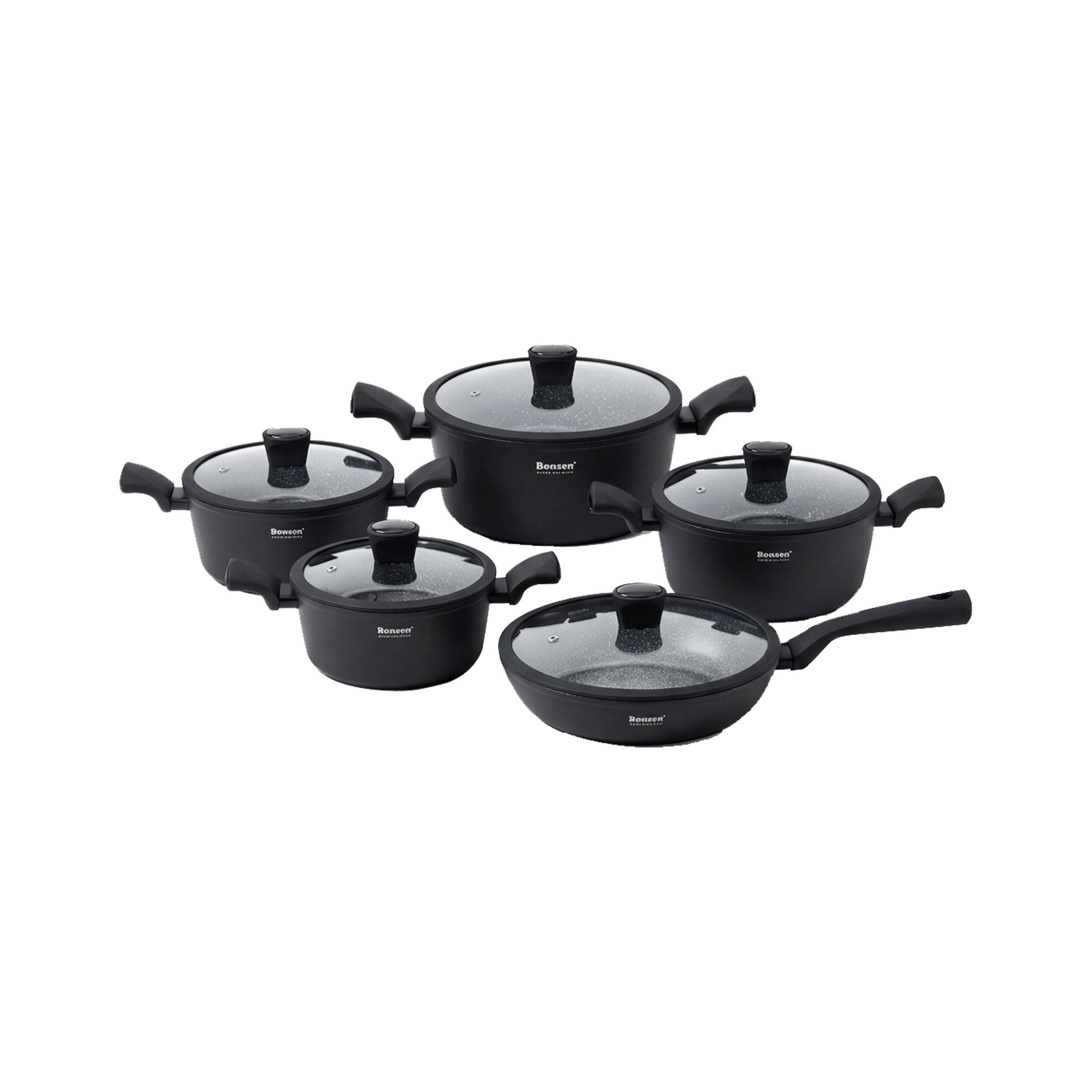 Cooking Pot 5 Set Black 20/22/24/28Cm (7.9/8.6/9.4/11.02Inch) Nc1051