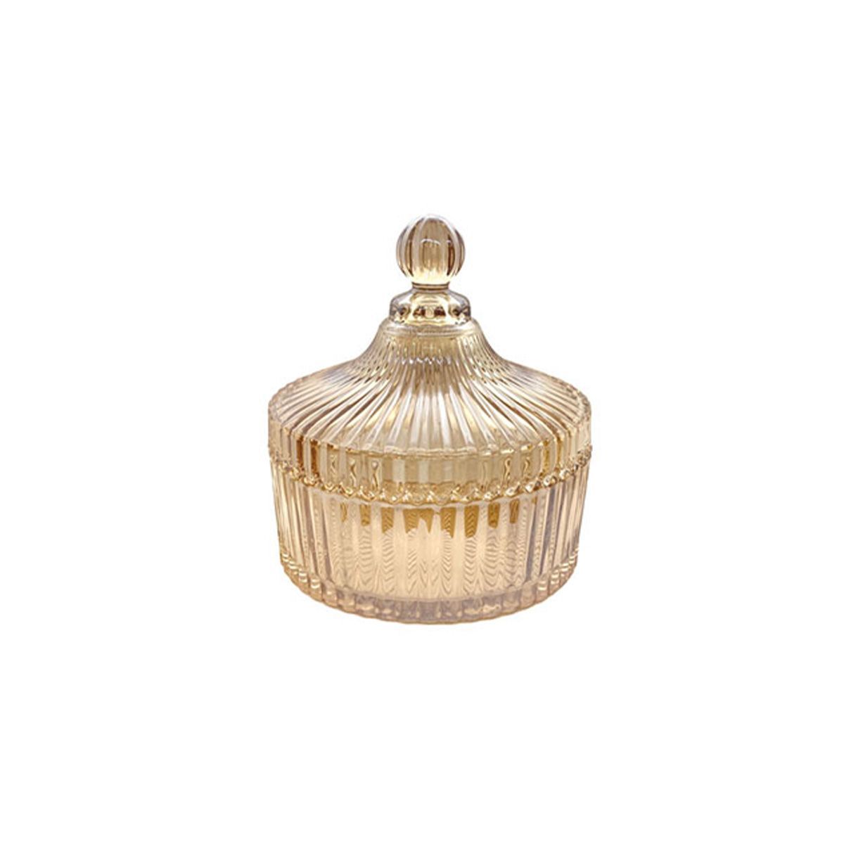 Glass Candy Bowl with Lid  Amber color TG1032-4