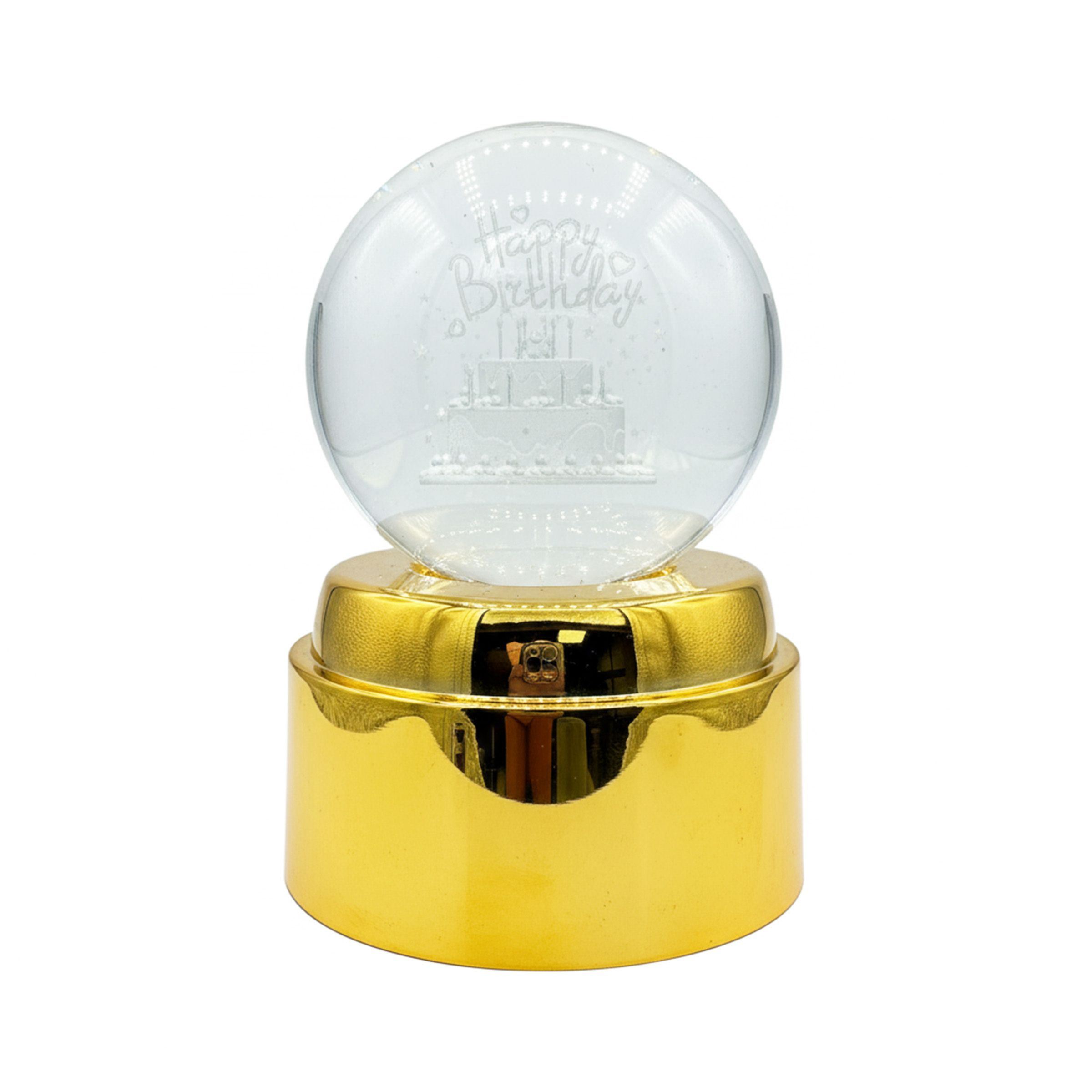 Crystal Ball Happy Birthday with Light+Golden base +USB cable   CHB-R803