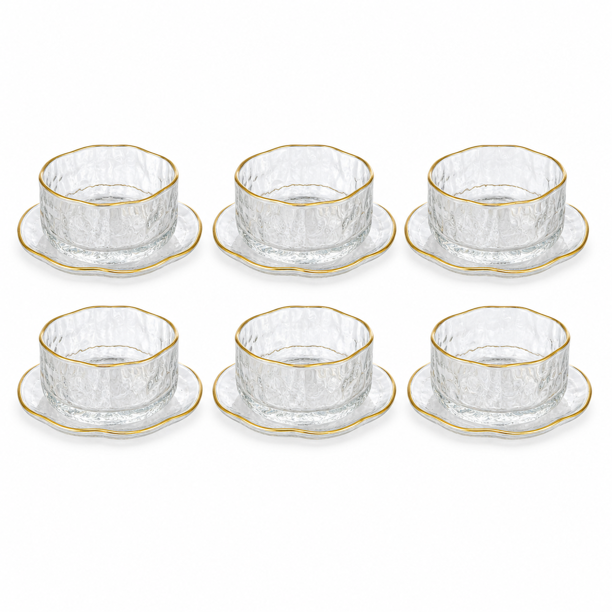 Glass Ice Cream bowl Set 6 Bowls/Saucers 200ml GB-200