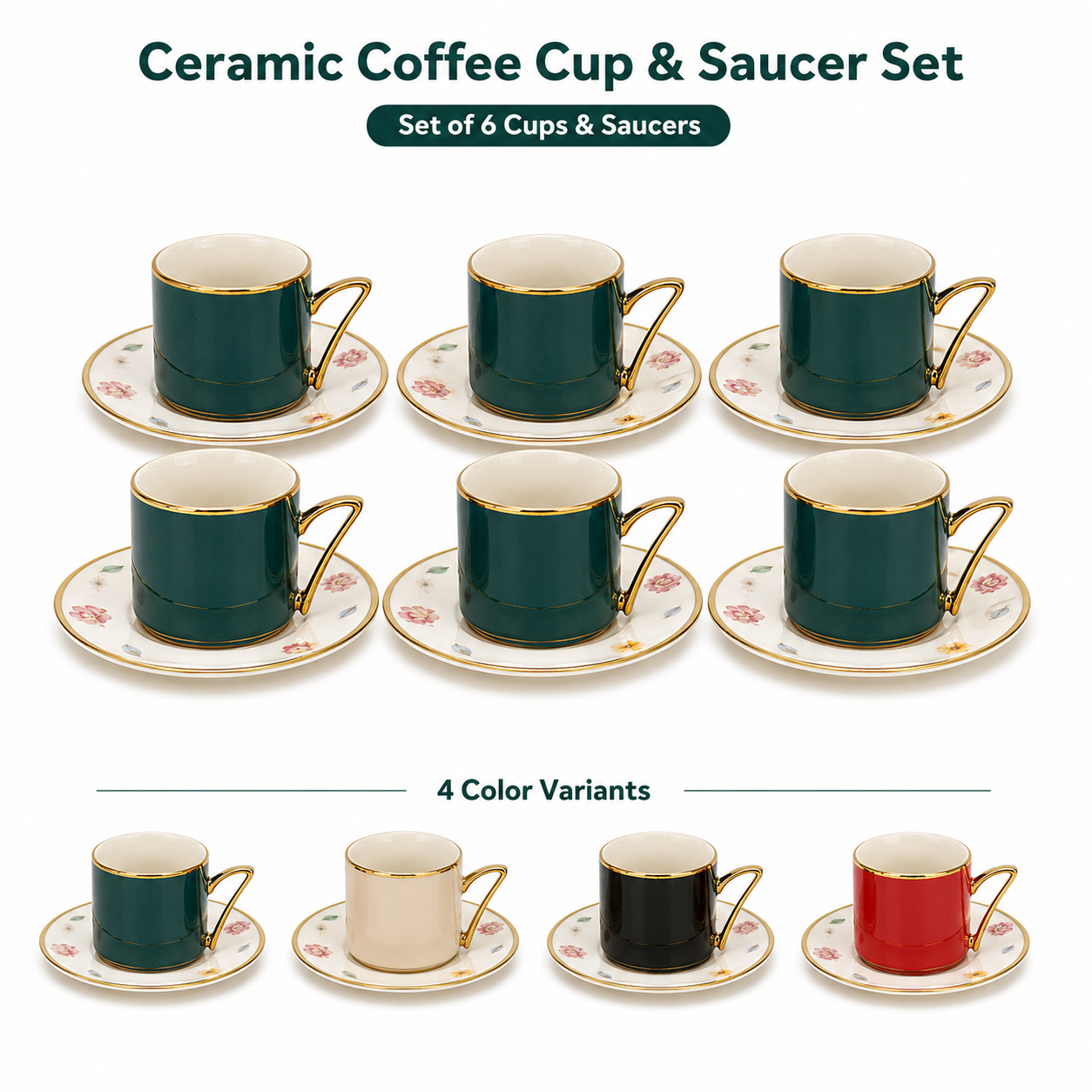 Coffee Cup Set 6 Cups/Saucers H121