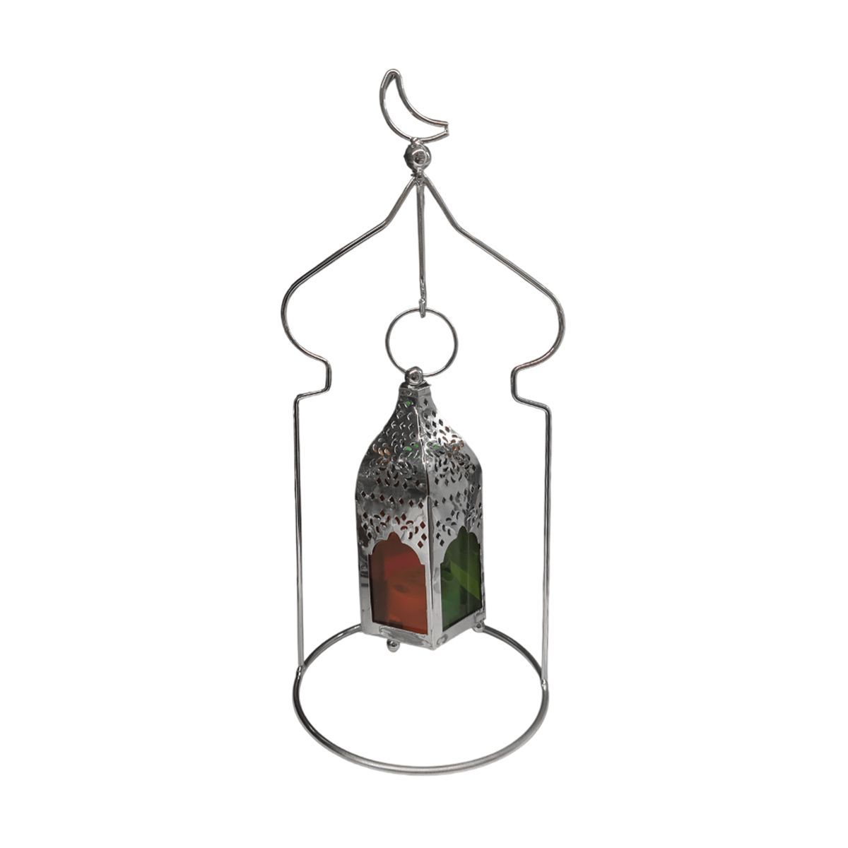 Ramadan Lantern with LED/Music 13x33cm(5.12x12.99inch) Silver RM25-105