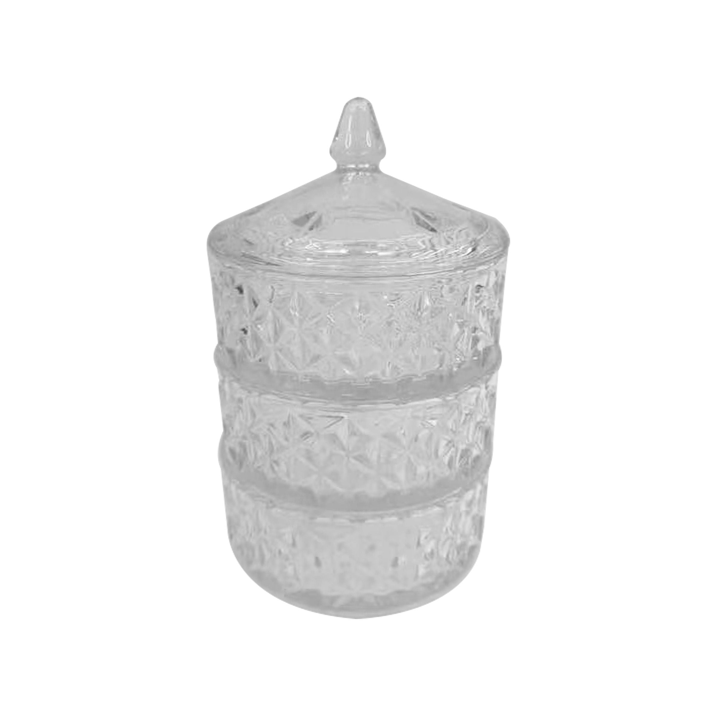 Glass Candy Bowl with Lid Set 3pcs 13x23cm(5.12x9.06inch) DSTG1055A/L3