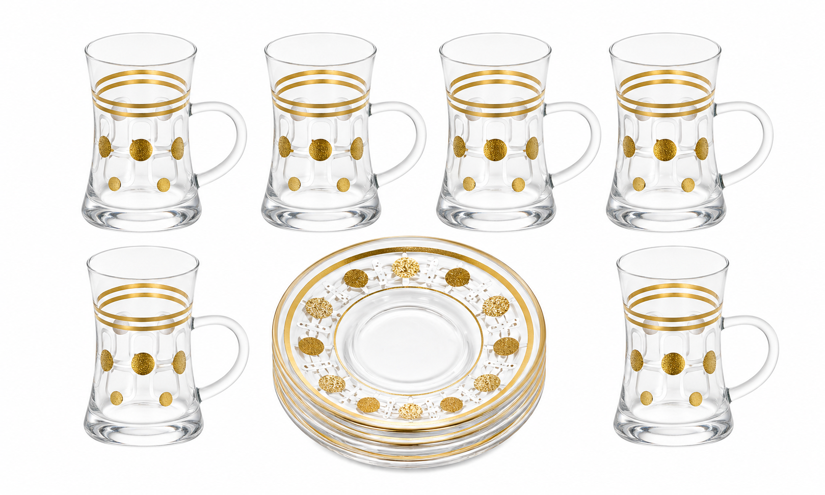 Glass Tea Cup set-6Cups/Saucers 8198-6+6-B120