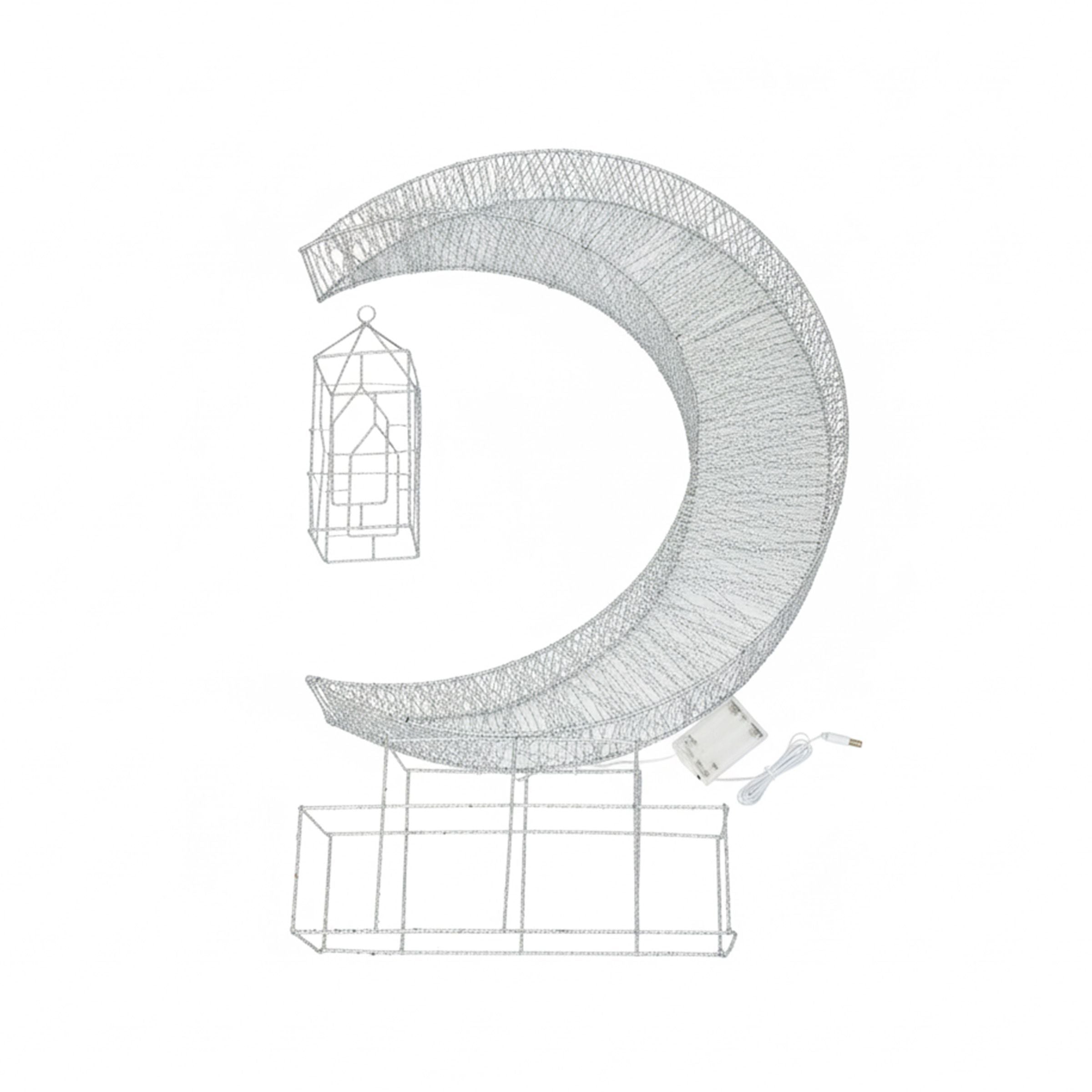 Ramadan Decor LED Crescent  80cm(31.5inch)/100L Silver RM26-007