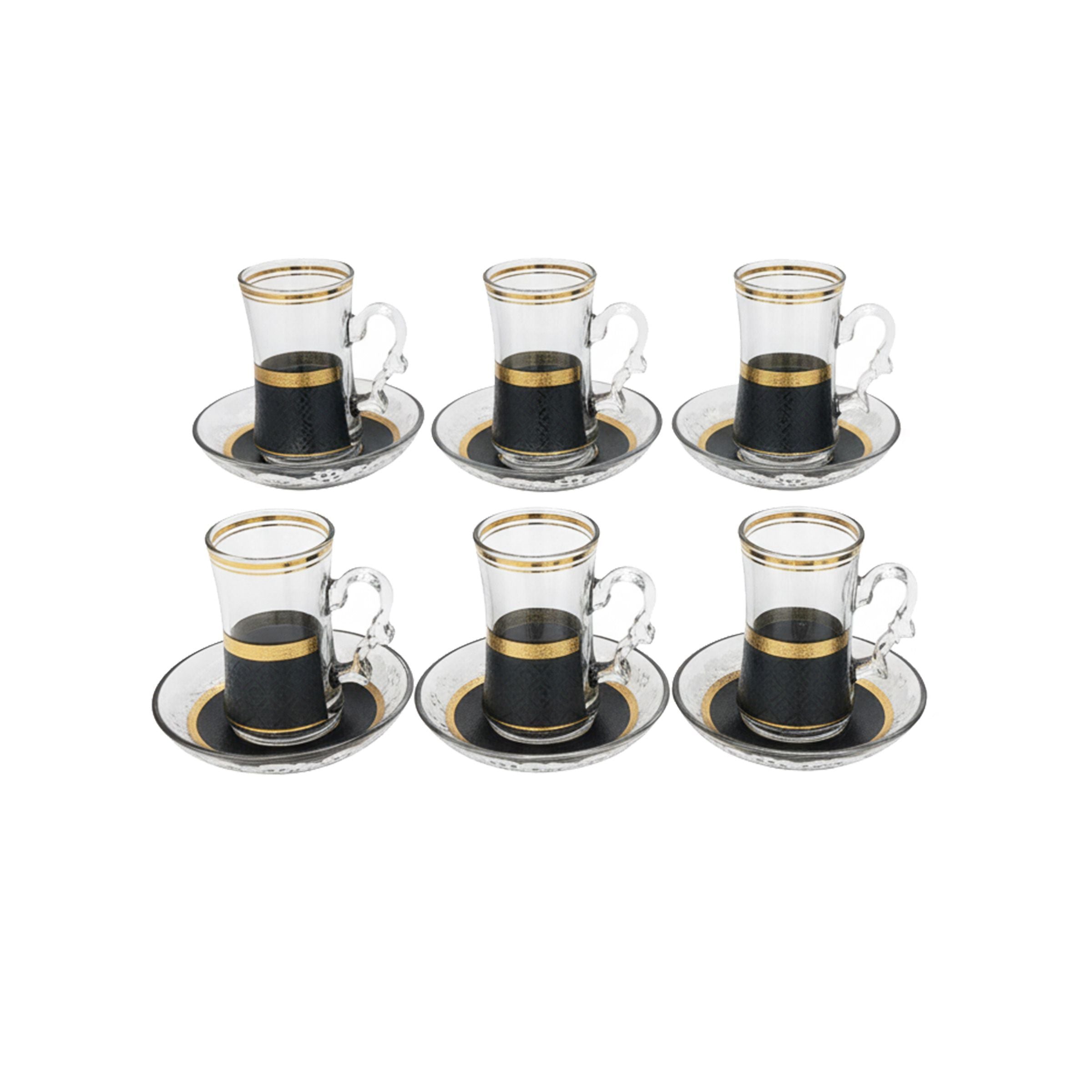 Glass Tea Cup Set 6Cups/Saucers 024-6+6FGD-41
