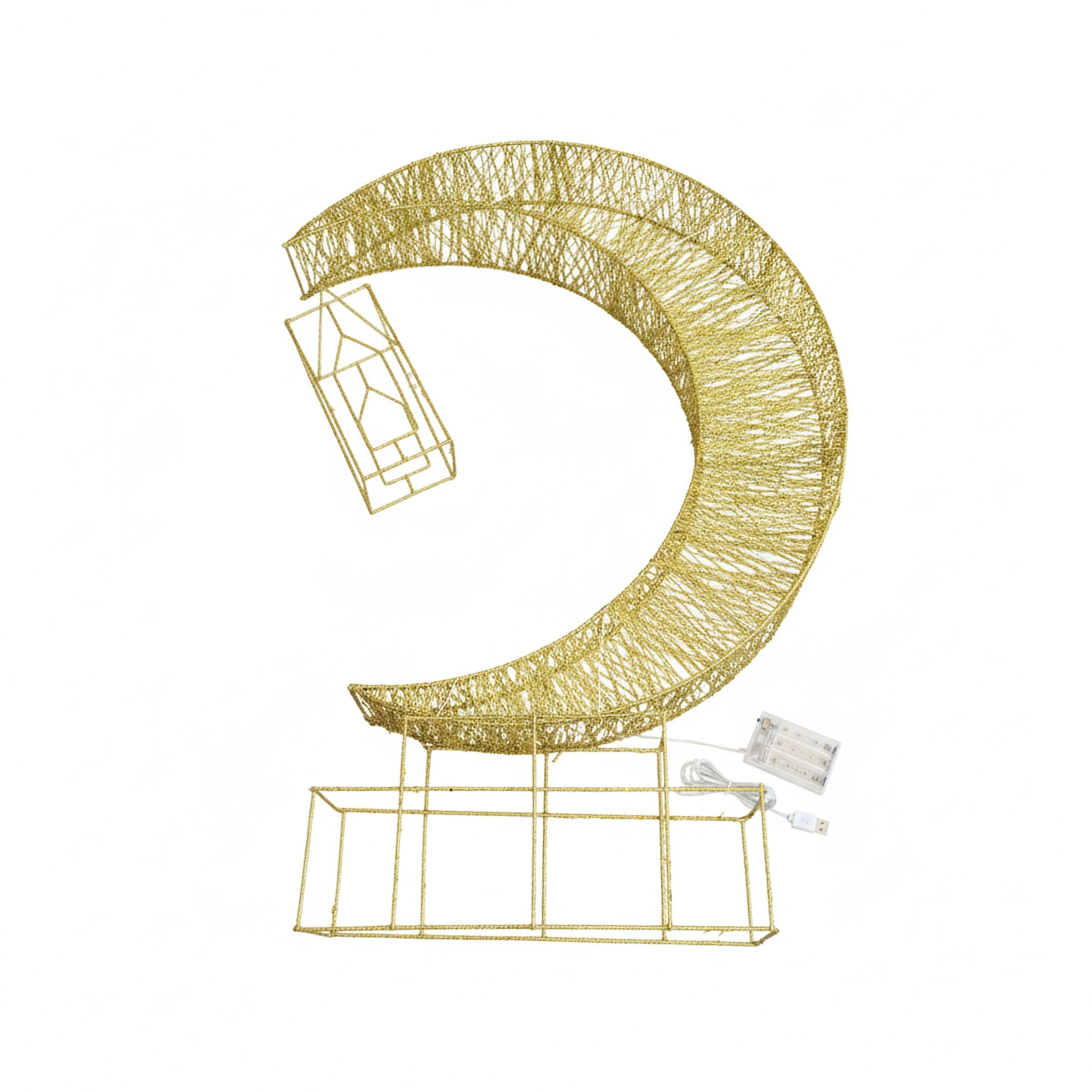 Ramadan Decor LED Crescent  80cm(31.5inch)/100L Gold RM26-006