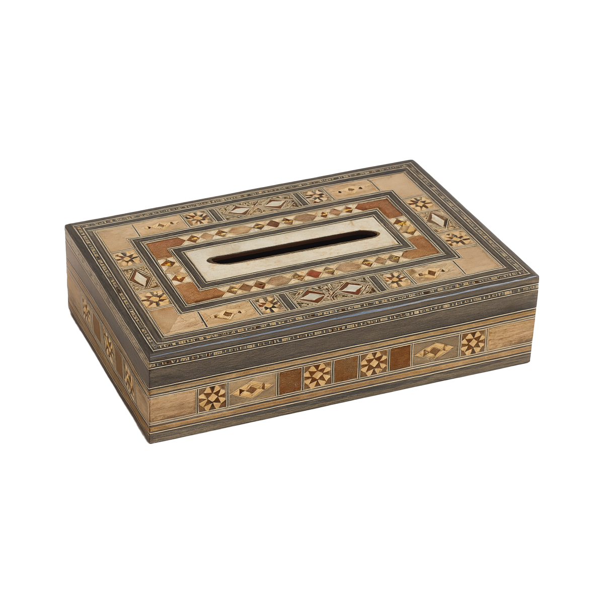 Tissue Box With Damascus Mosaic Engravings