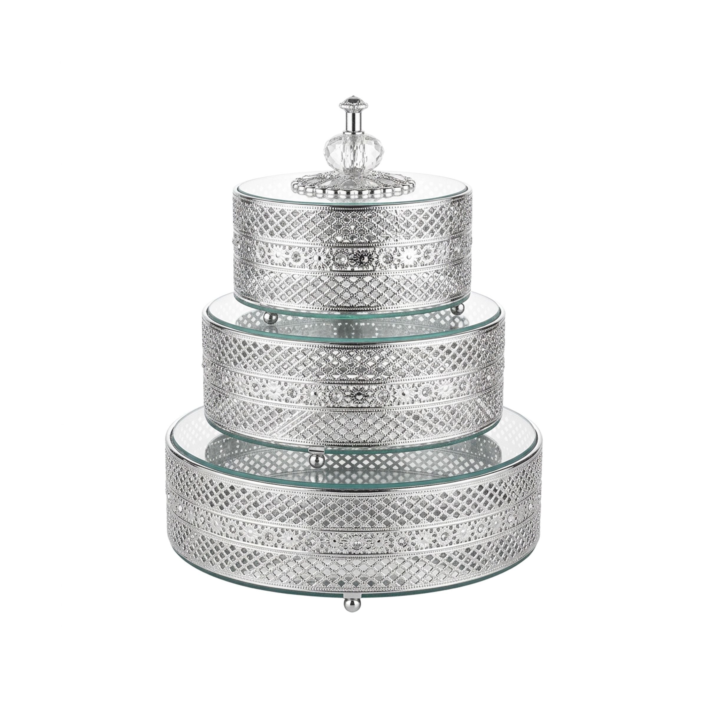 Candy Box set-3Pcs (15/20/25cm-5.91/7.87/9.84inch) Silver XD214