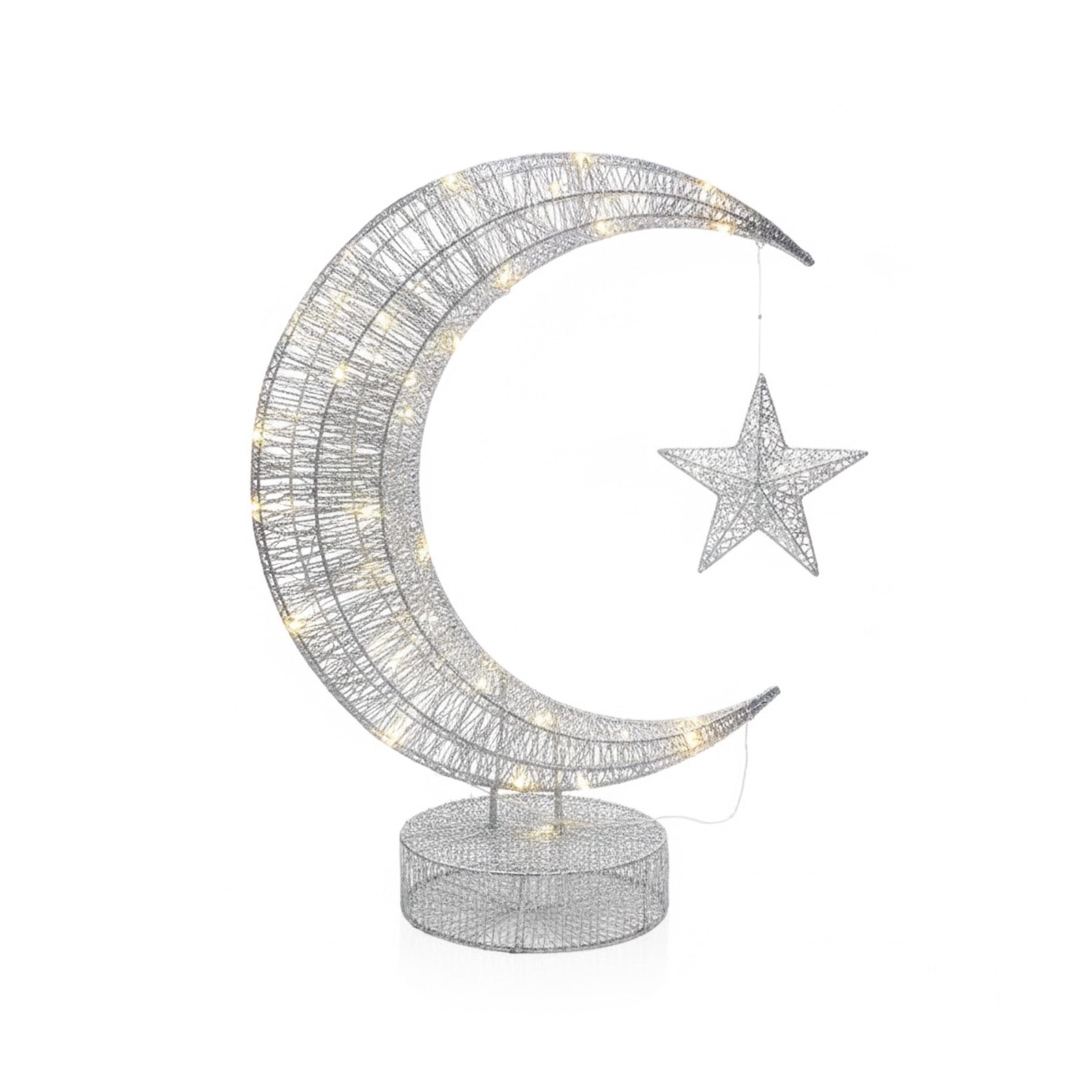 Ramadan Decor LED Crescent 70cm(27.56inch)/80L Silver RM26-011