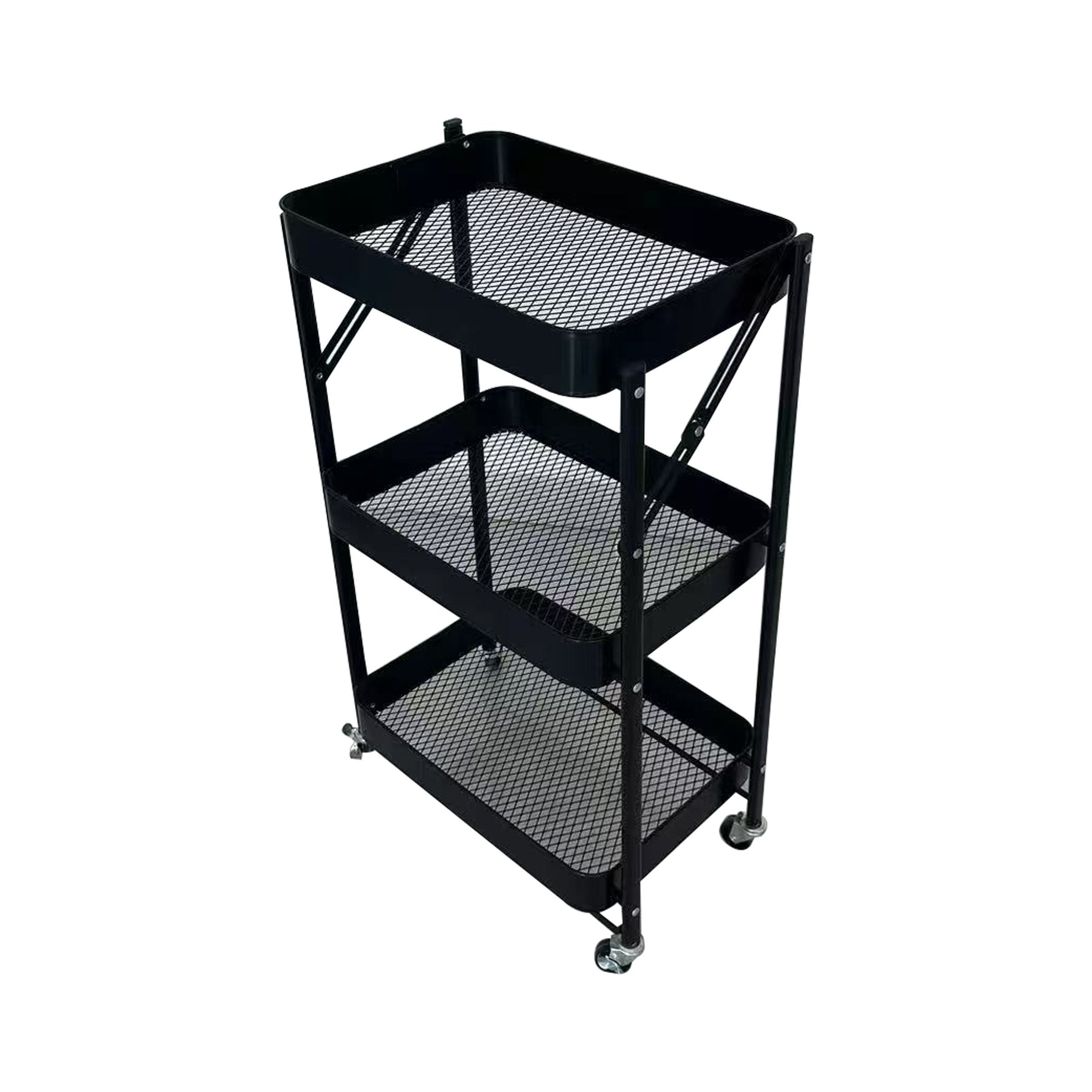 Foldable Storage Rack 3Layers Black 47x29.5x77.5cm(18.5x11.61x30.51inch) FSR-B3