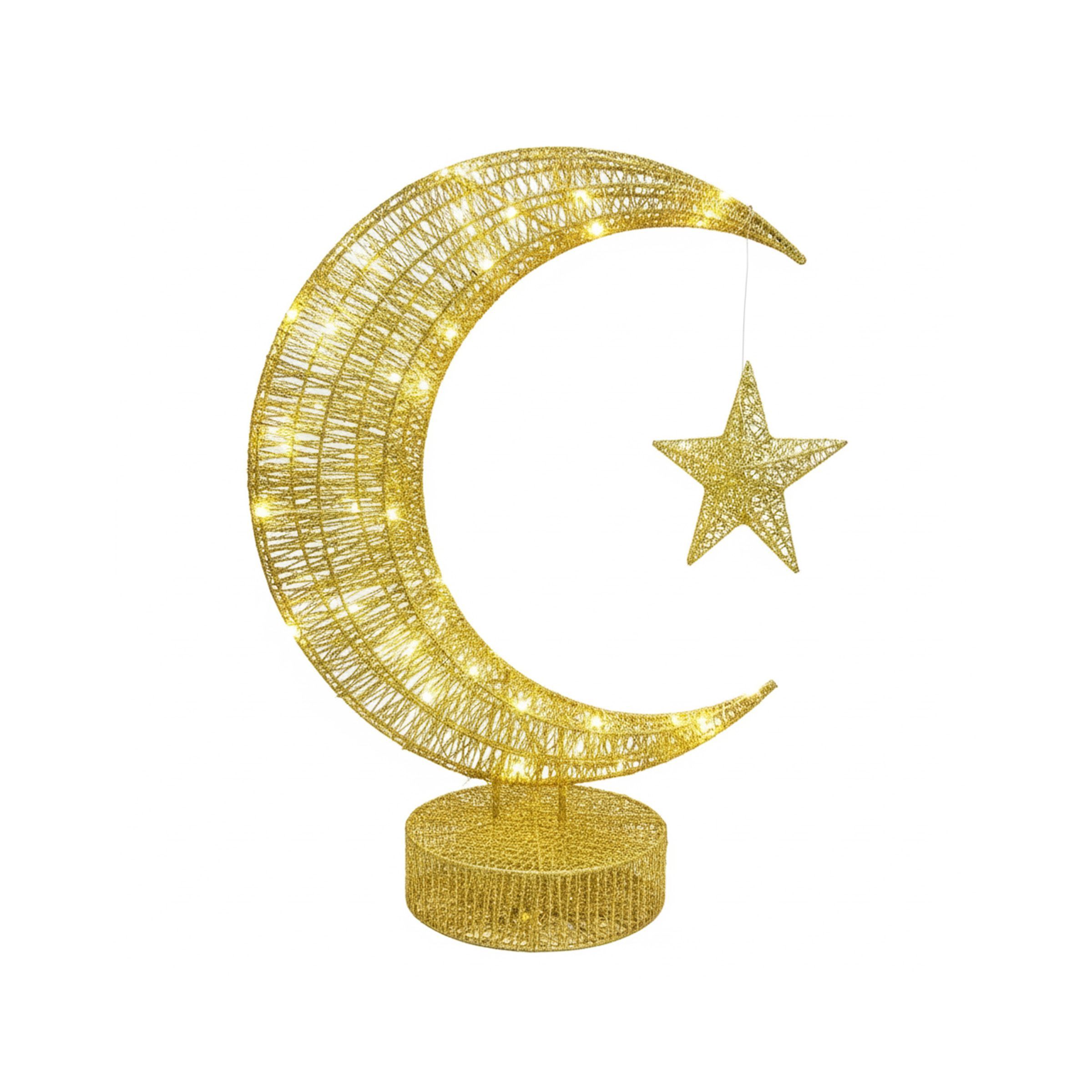 Ramadan Decor LED Crescent 70cm(27.56inch)/80L Gold RM26-010