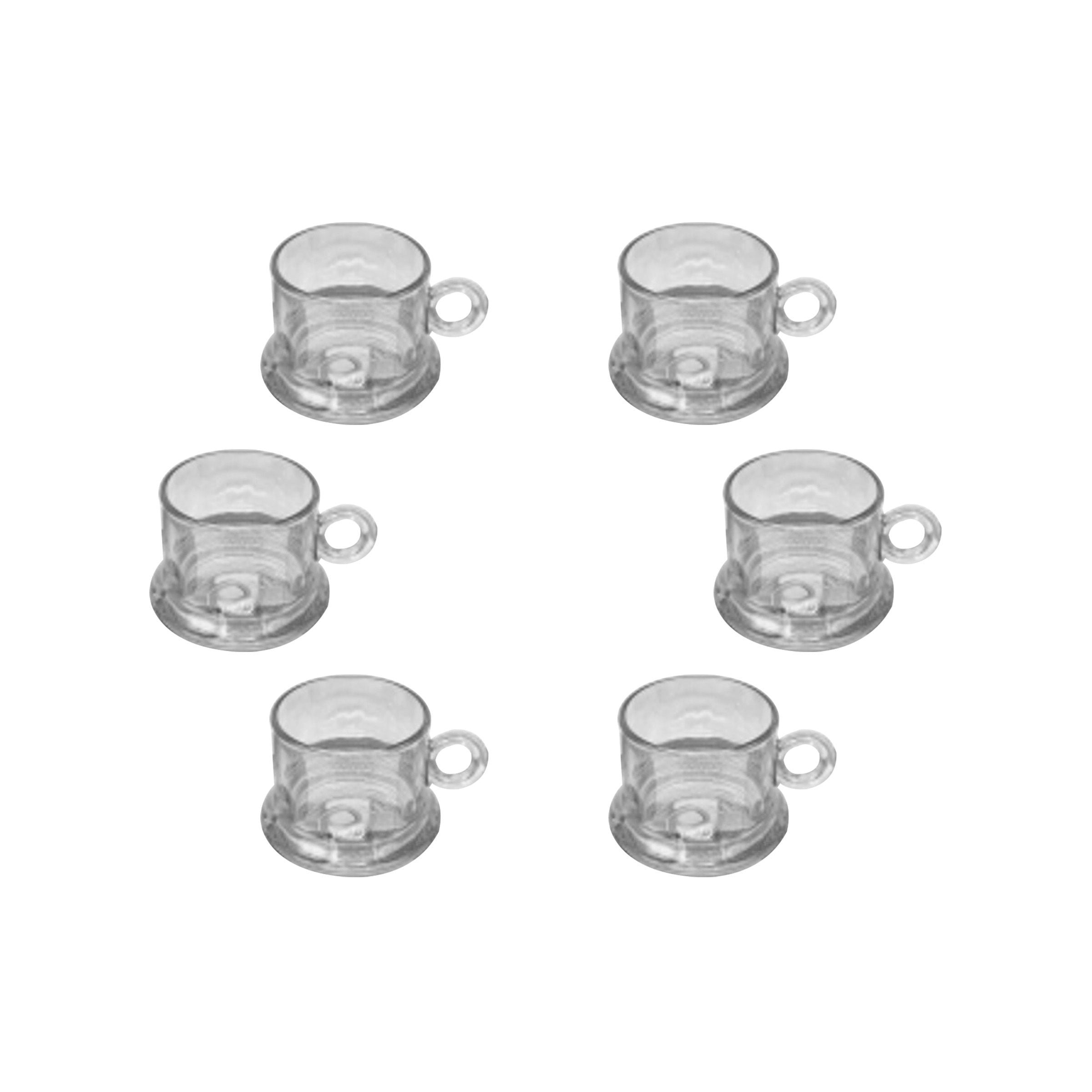 Glass Tea Cup Set 6Pcs Grey color       D-058Grey