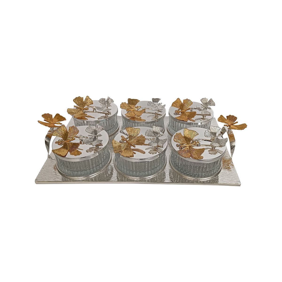 Metal And Candy Bowl Set 6Pcs-Silver WJ2206-6-S