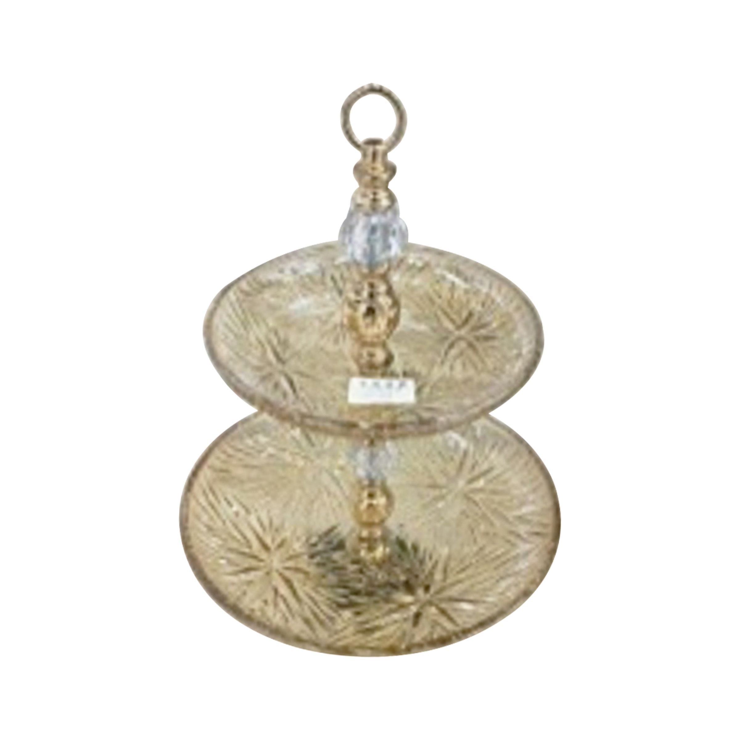 Glass Serving Tray 2Layers Amber 30x21x43cm(11.8x8.27x16.93inch)     GP-2LB