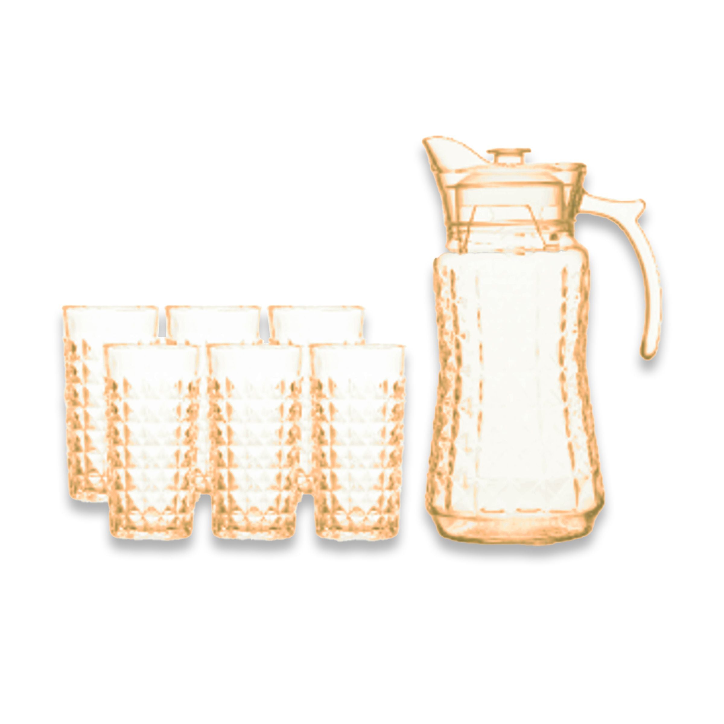 Glass Pitcher 7 Set Cups/Pitcher Tawny Color YZH-33/L7HA(4DR)