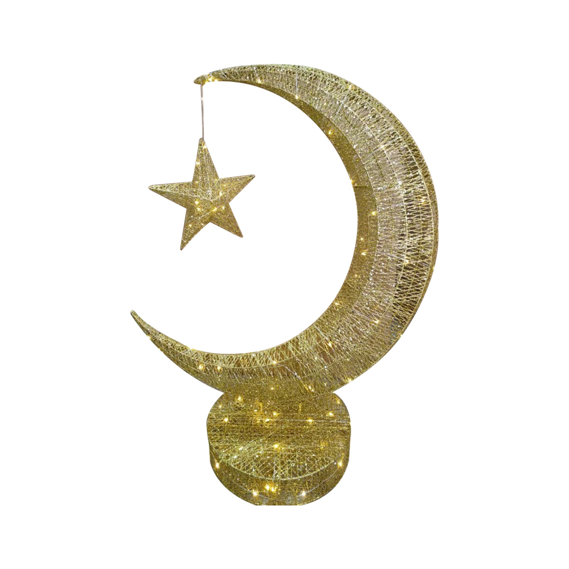 Ramadan Decoration Stand With LED Gold 80cm 2m USB Cable RM25-374