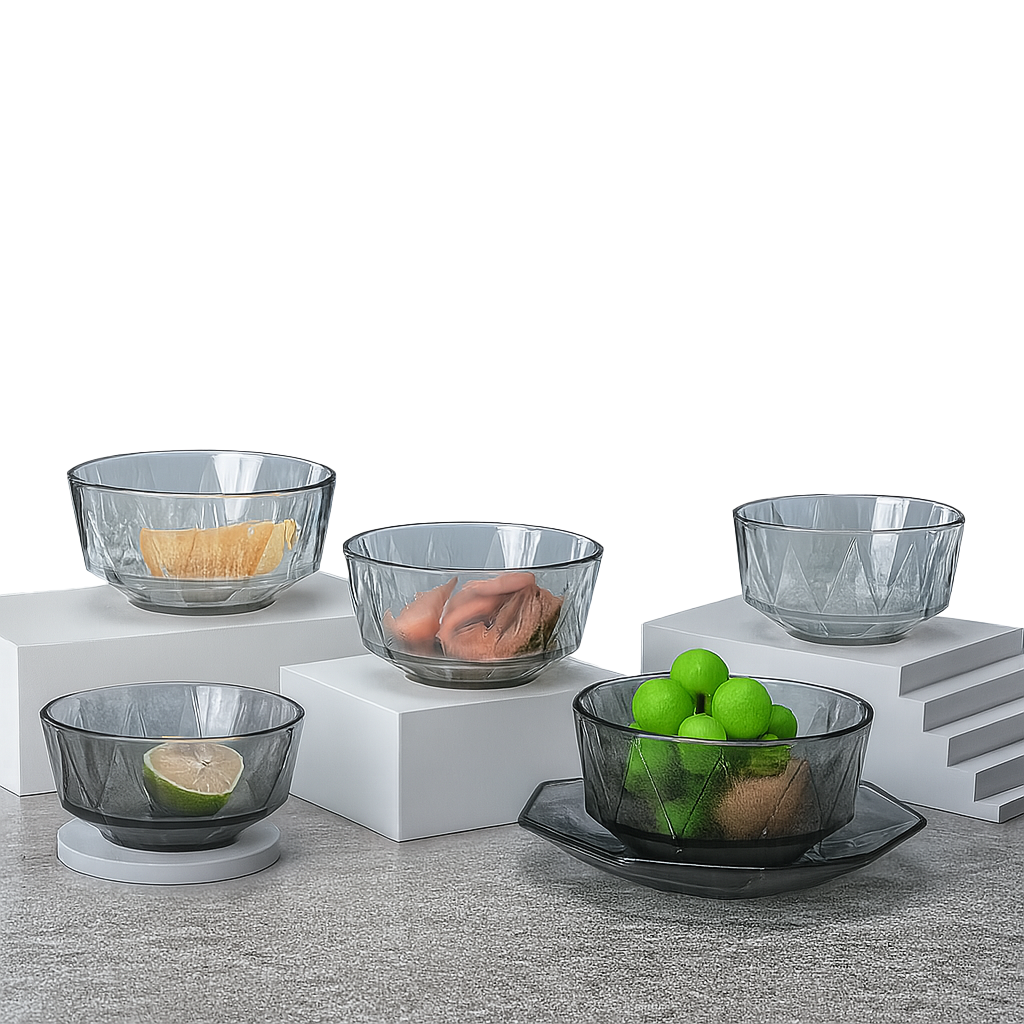 Glass Bowl 6pcs Set Grey JLQ-GL6 GR