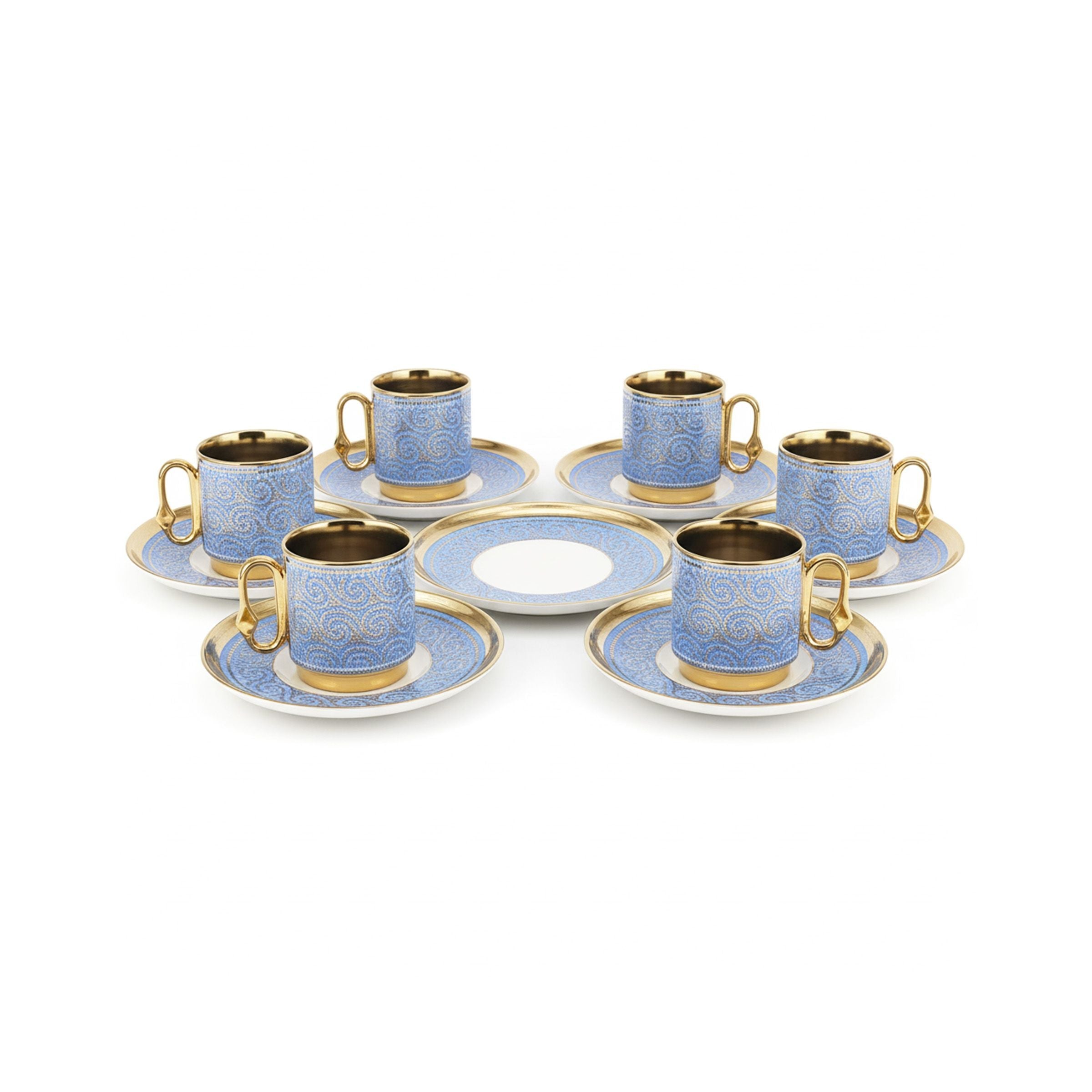 Coffee Cup Set-6Cups/Saucers-Blue Cmc-06G