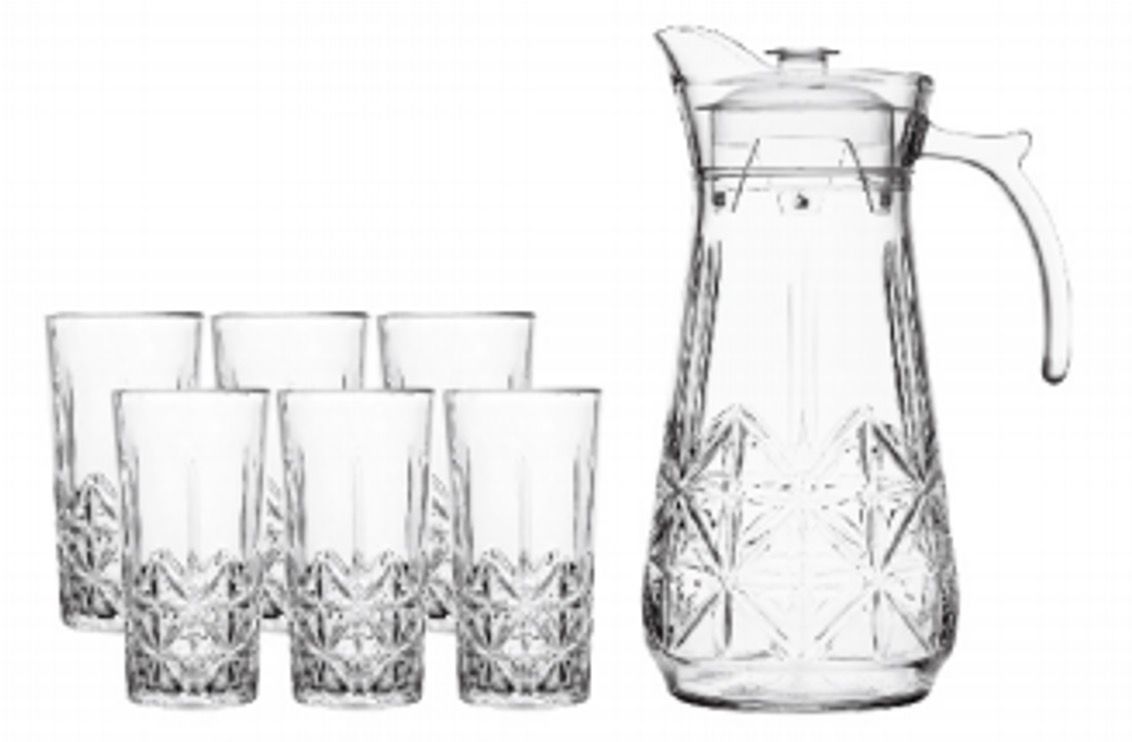 Glass Pitcher Set Pitcher/6 Cups 13*7*5.5 YZH-35/L7(4DR)