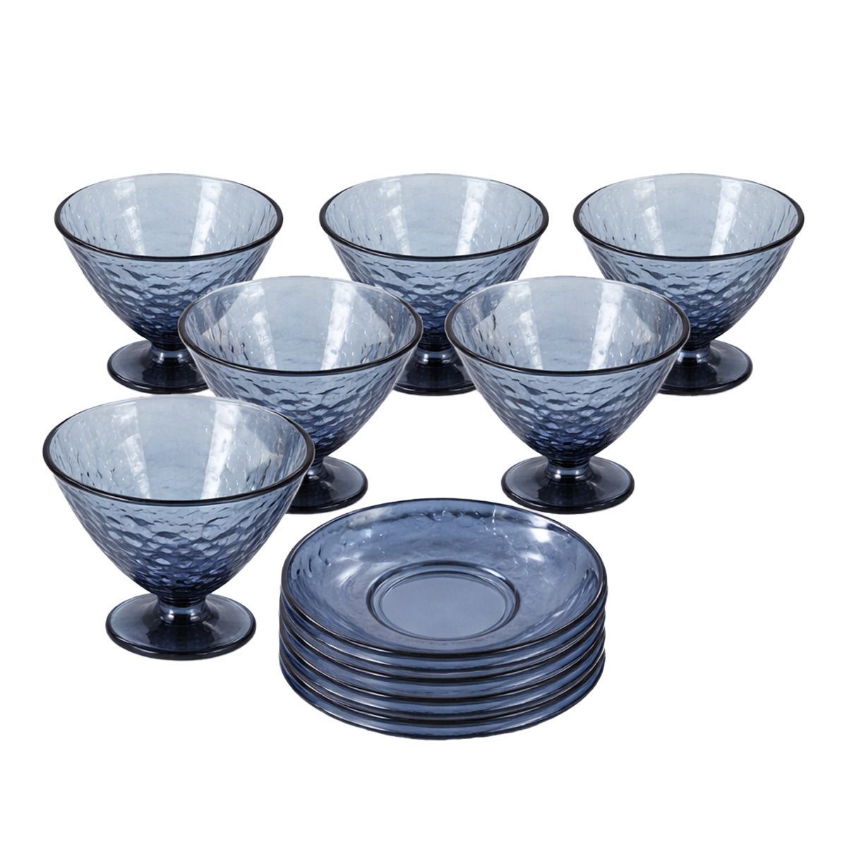 Glass Cup Set 6Cups/Plates -Electroplate Gray JYBD02-12C
