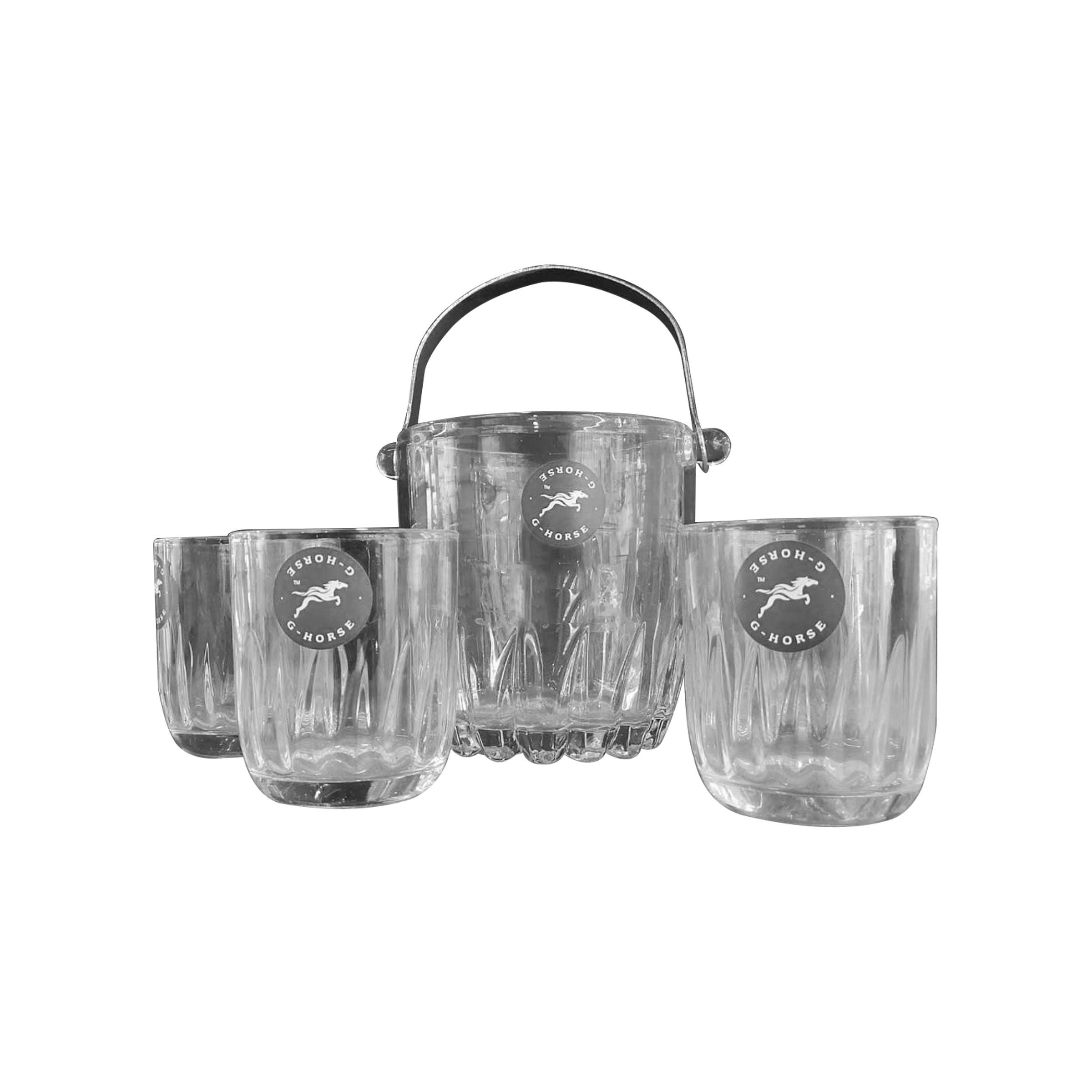 Ice Bucket Glass Cup Set 4 Cup BMICEB-01-XFT