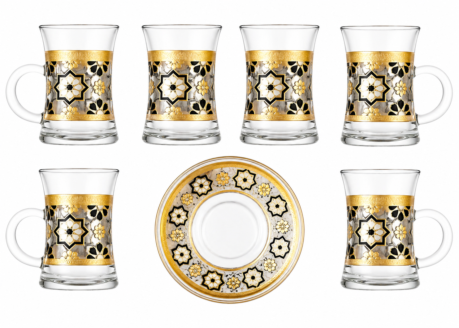 Glass Tea Cup set-6Cups/Saucers 8198-6+6-B87