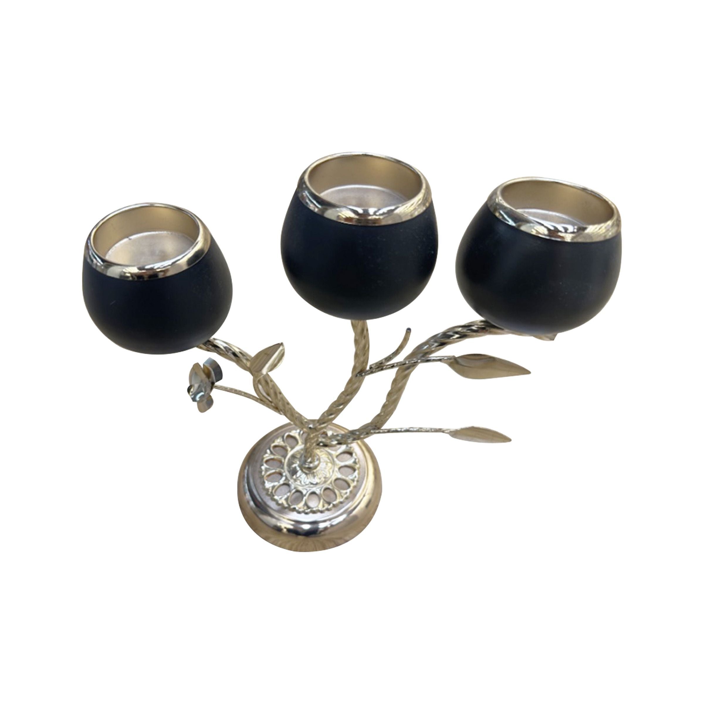 Candle Holder with Windproof Glass Black CHD-BK3