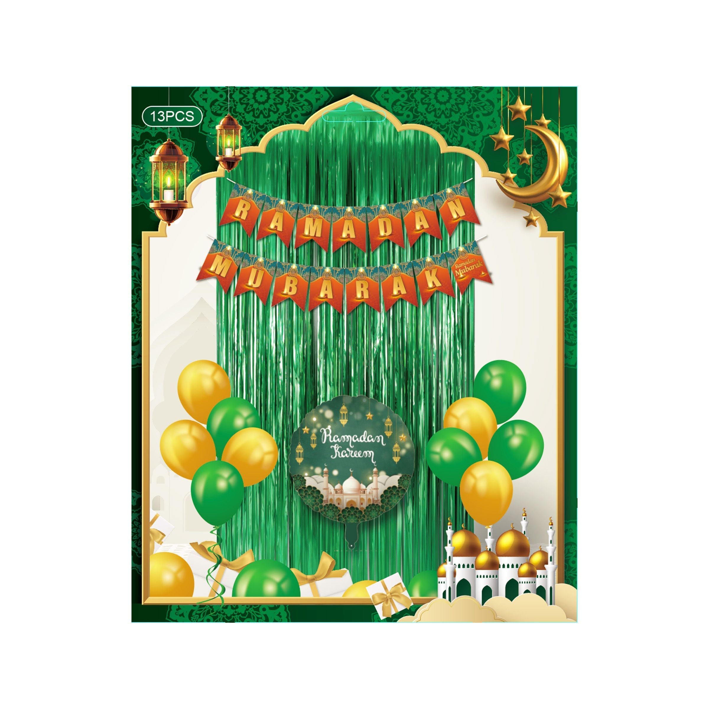 Ramadan Decoration Set 12Pcs (1 Flag, 10 12" Balloon, 1 18" Balloon ) RM26-112