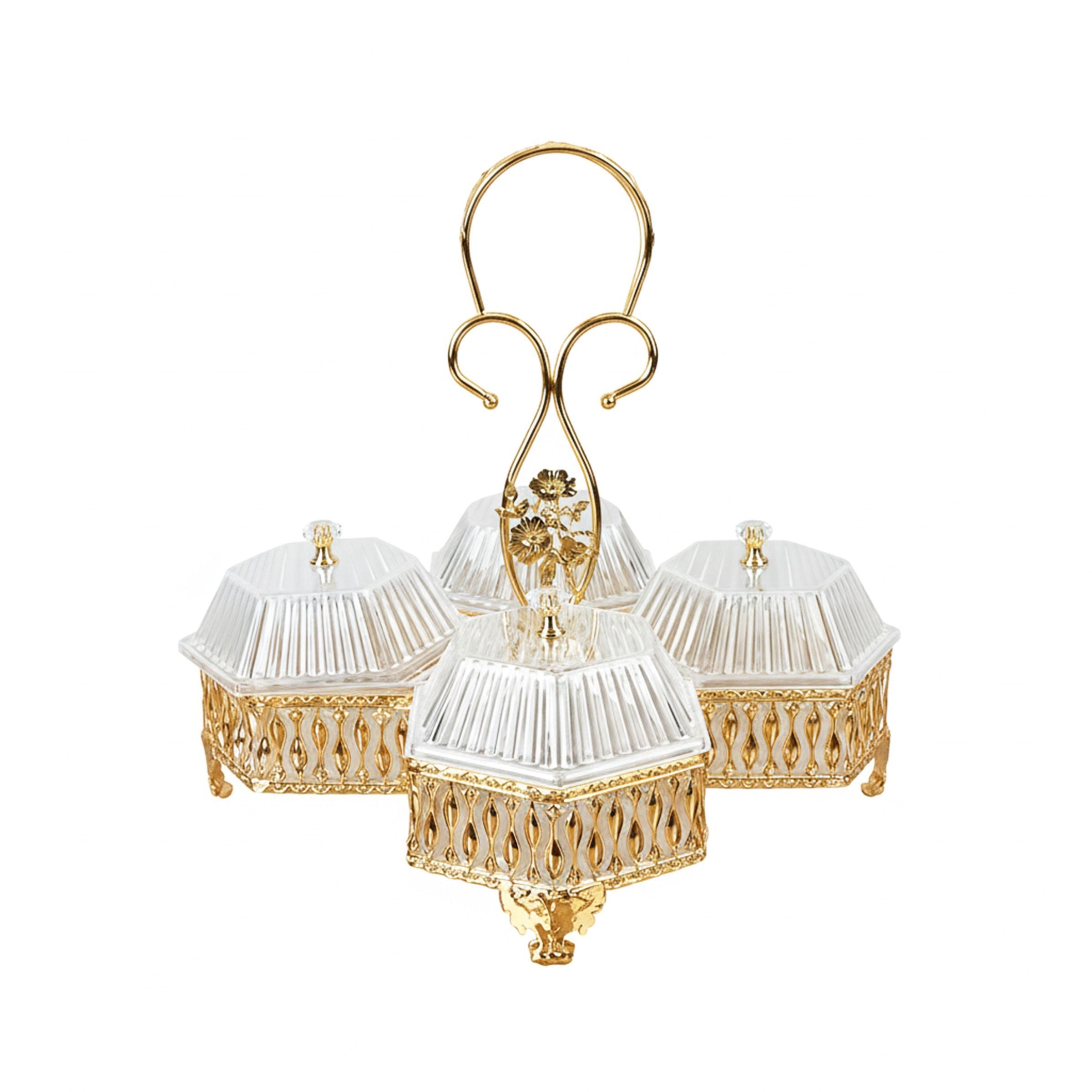 Candy Tray with Lid set (4Pcs) Gold TG-100