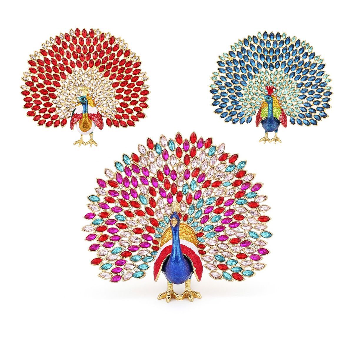 Peacock Decor and Jewelry Box Colors 14.5x16.5x7cm (5.7z6.49x2.75inch) CT PK24