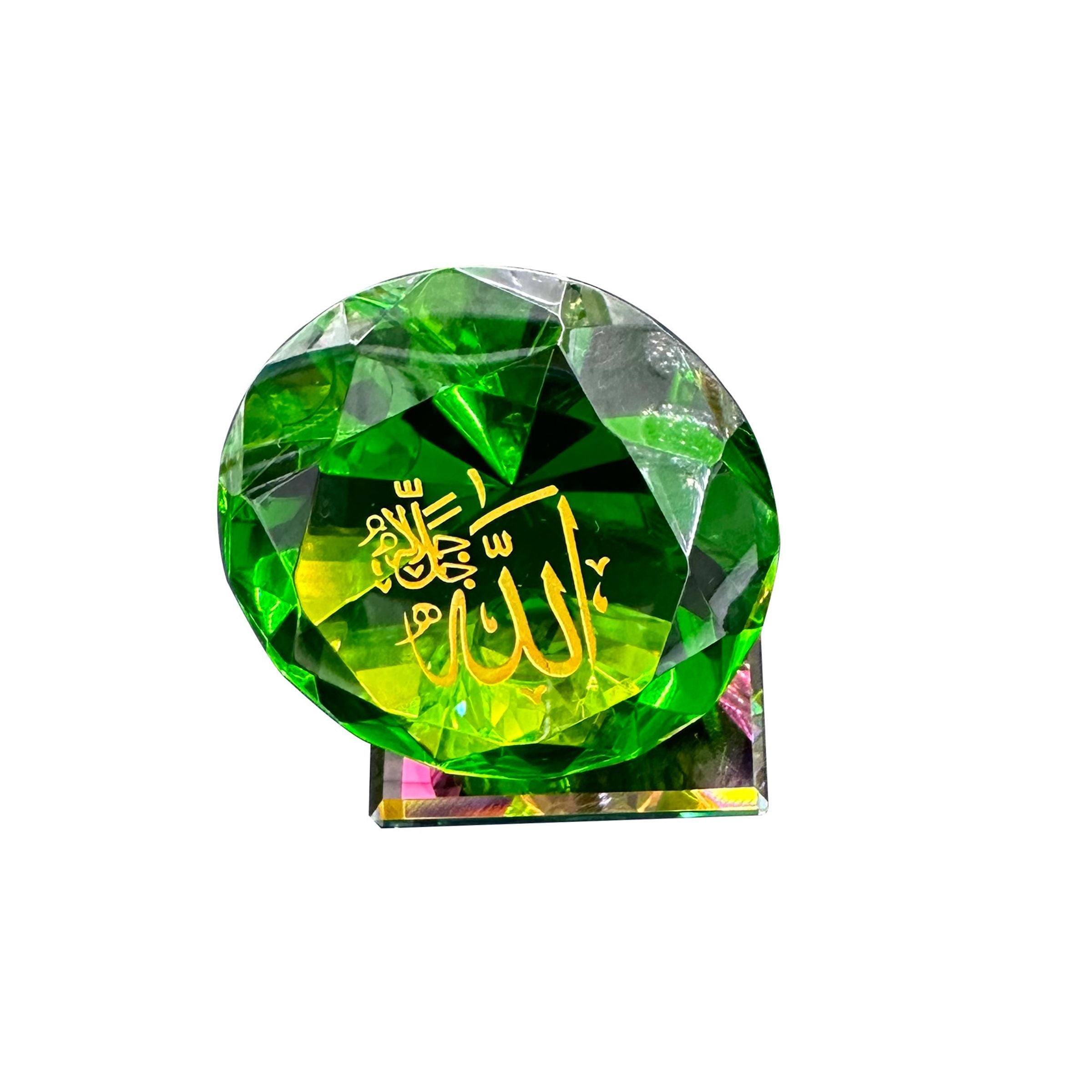 Crystal Decor with Light Allah-80mm  Green 7804-24