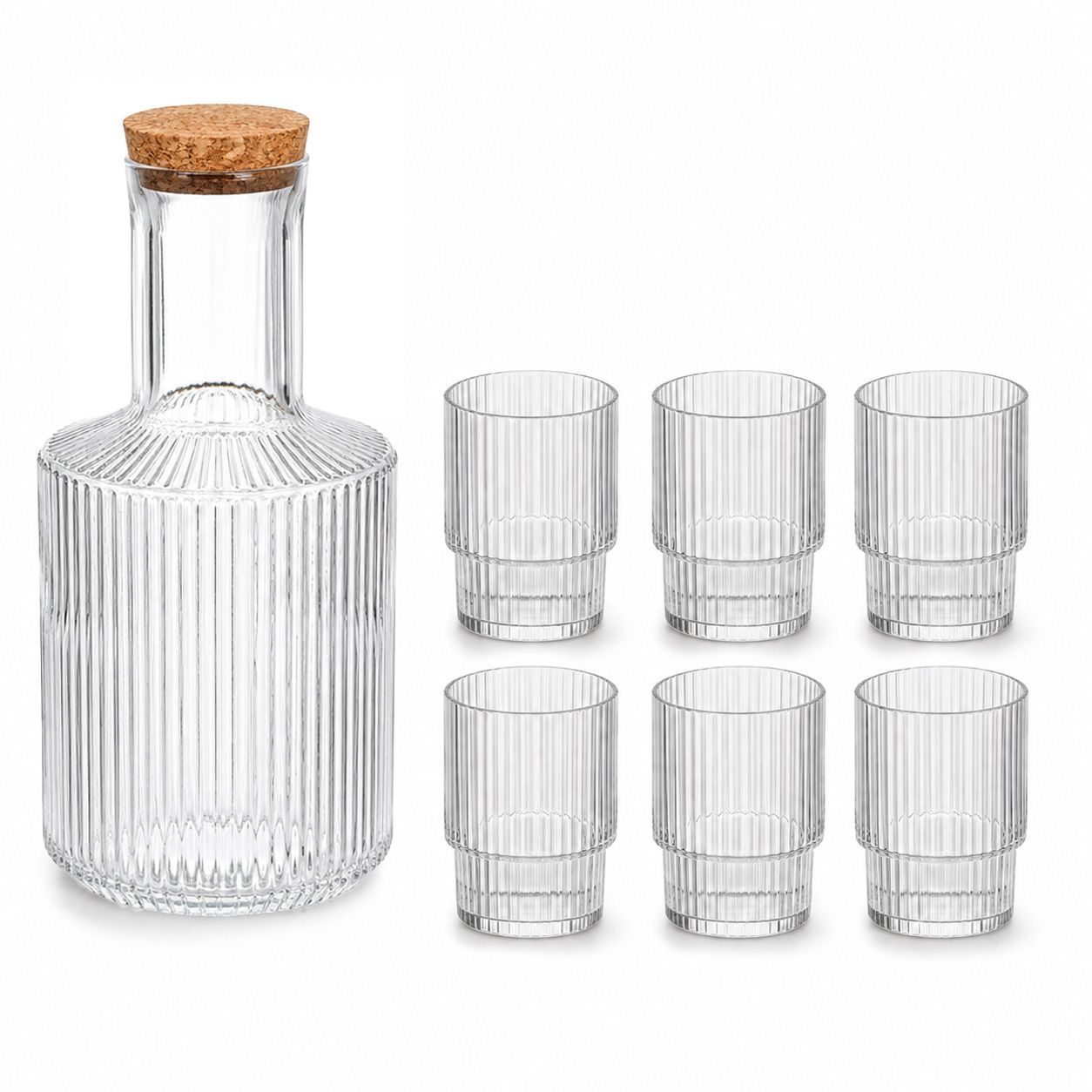 Glass Pitcher & 6 Cup Set BHT007-7