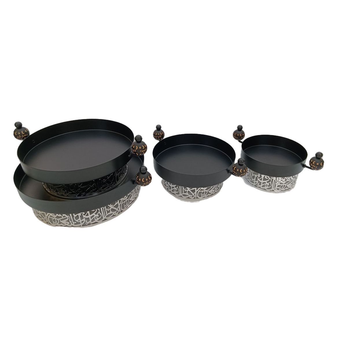 Candy Tray Black & Silver 4pcs Set ZL24-386