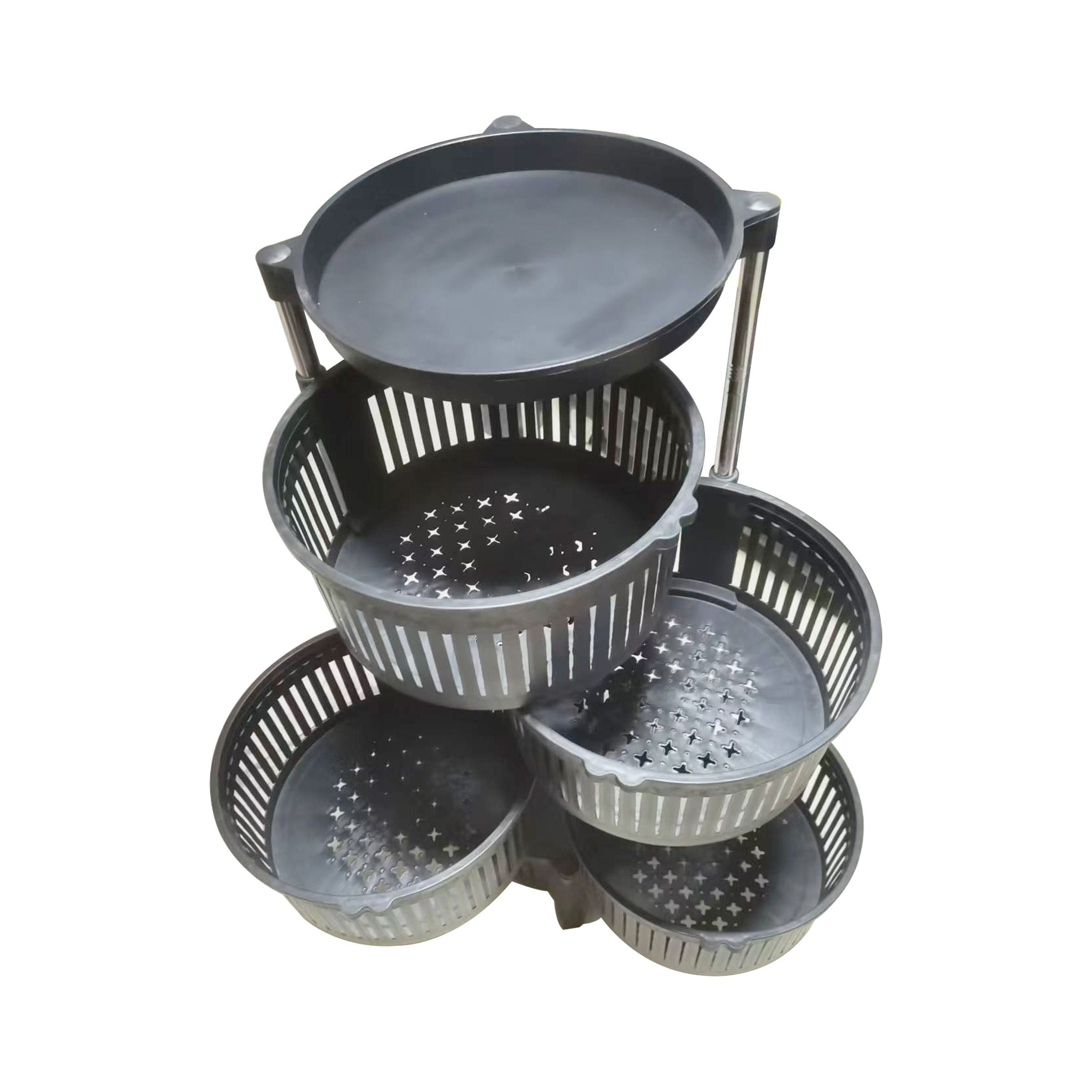 Round Storage Basket 5 Layers Black 31.5x31.5x88cm(12.4x12.4x34.65inch) RTSR-B5