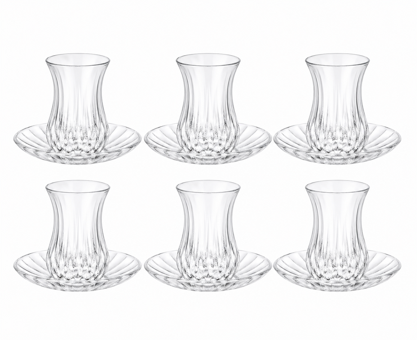Glass Tea Cup set-6Cups/Saucers GC-12