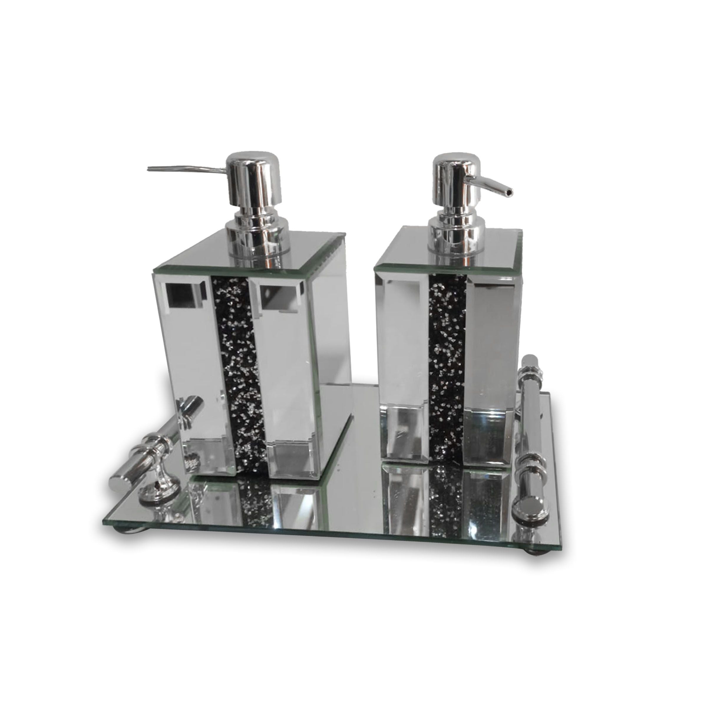 Soap Bottle 2Set  (M+M) Black With Tray 648