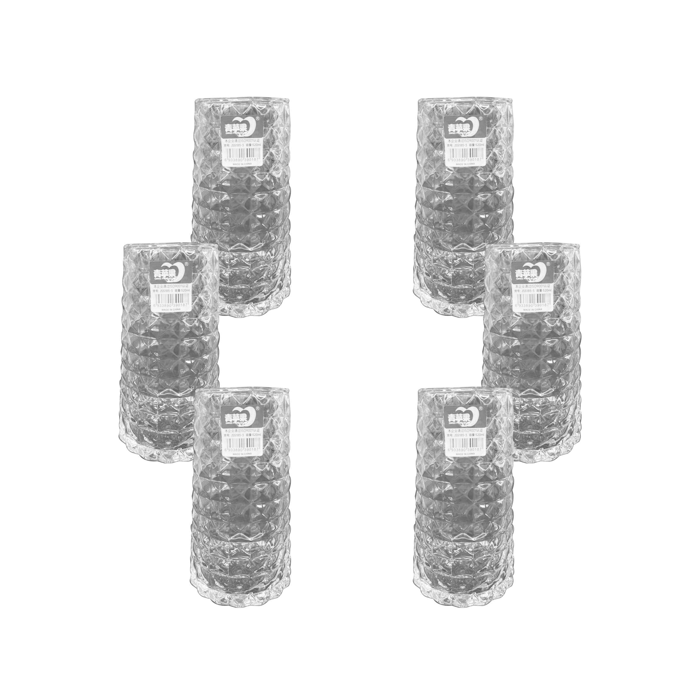 Glass Cup 6 Set 520ml JS5185-3