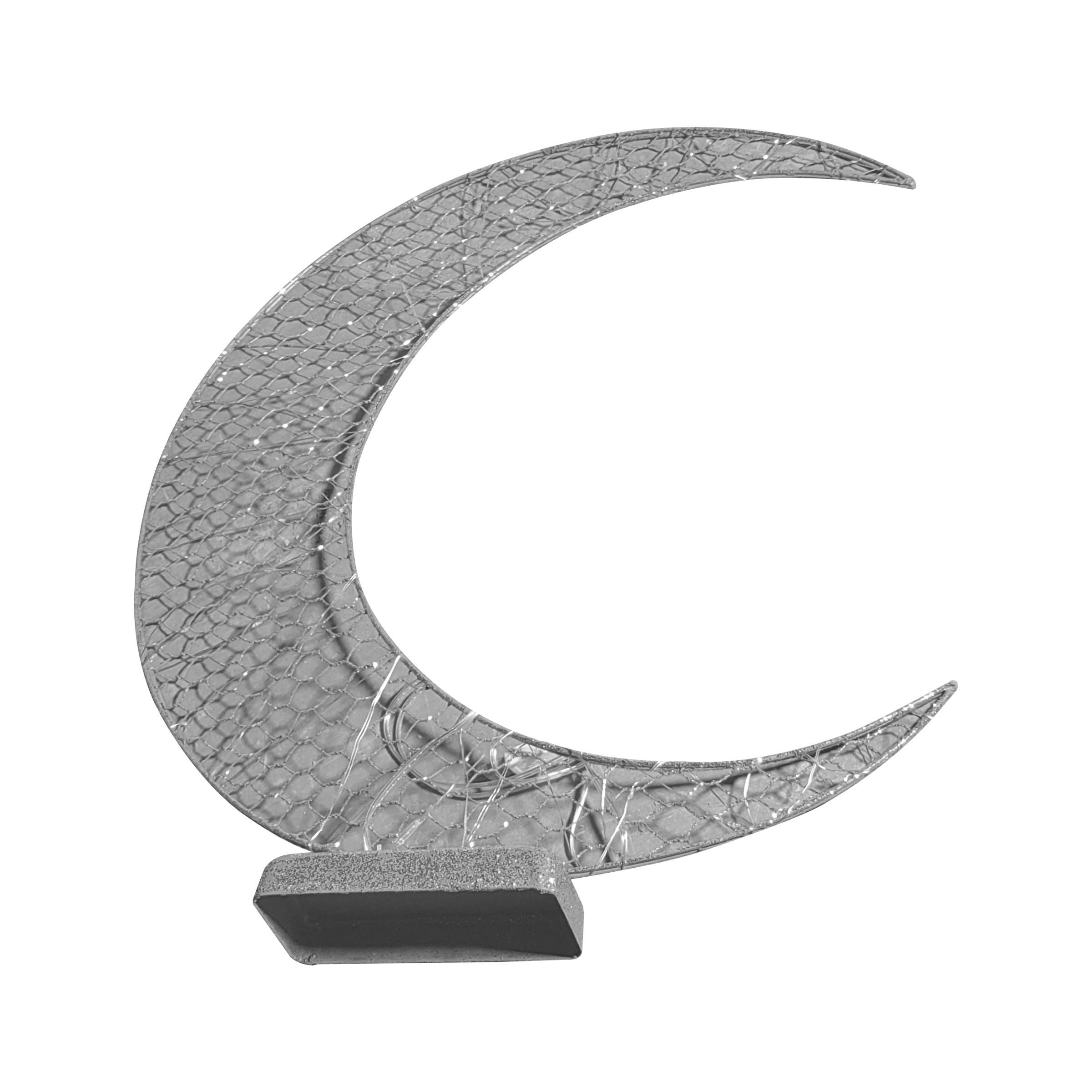 Ramadan Decoration Stand With LED Silver Crescent 53cm(20.87inch) with 2m USB cable RM25-382