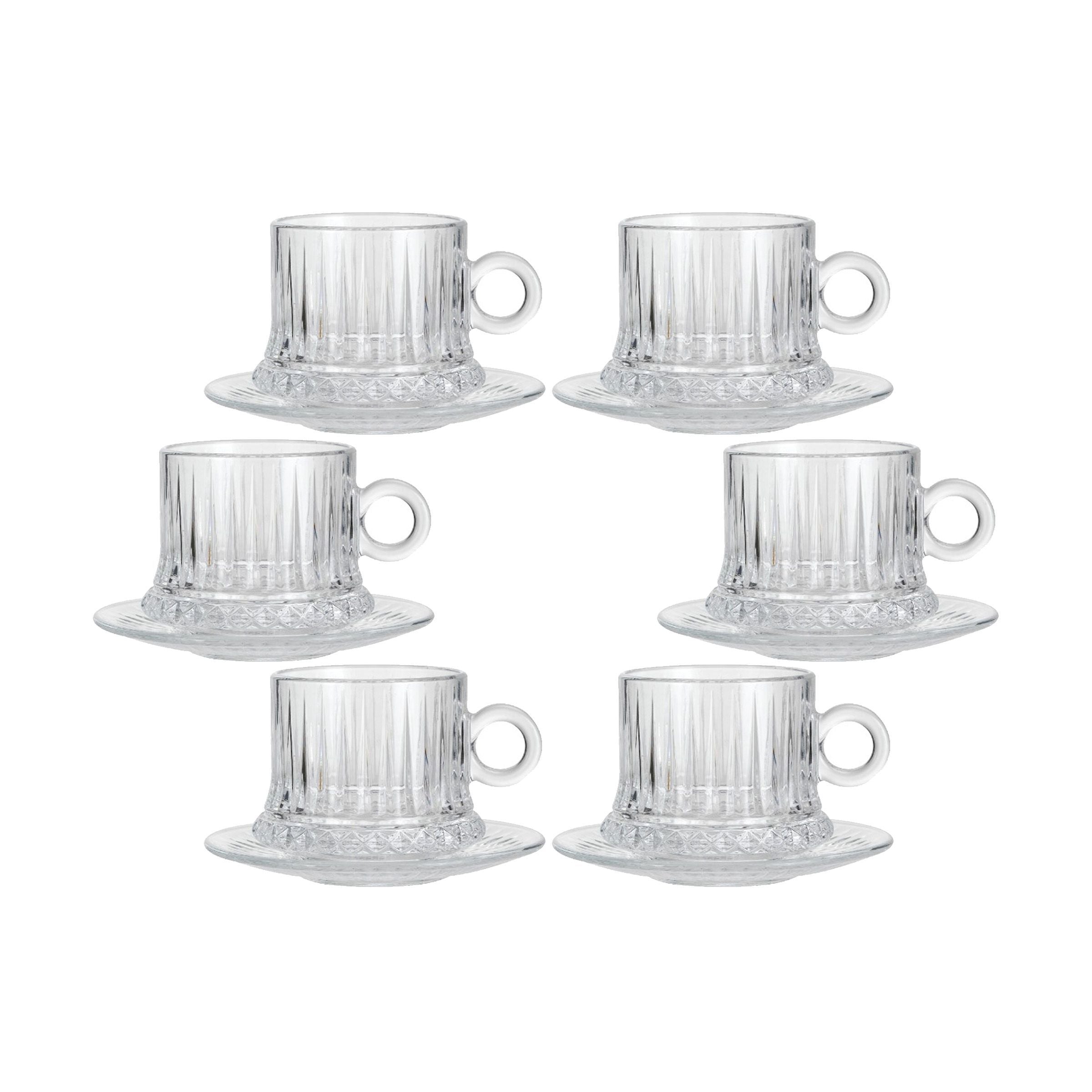 Glass Tea Cup 6Pcs Cups/Saucers 170ml DSCF063-2C/L12