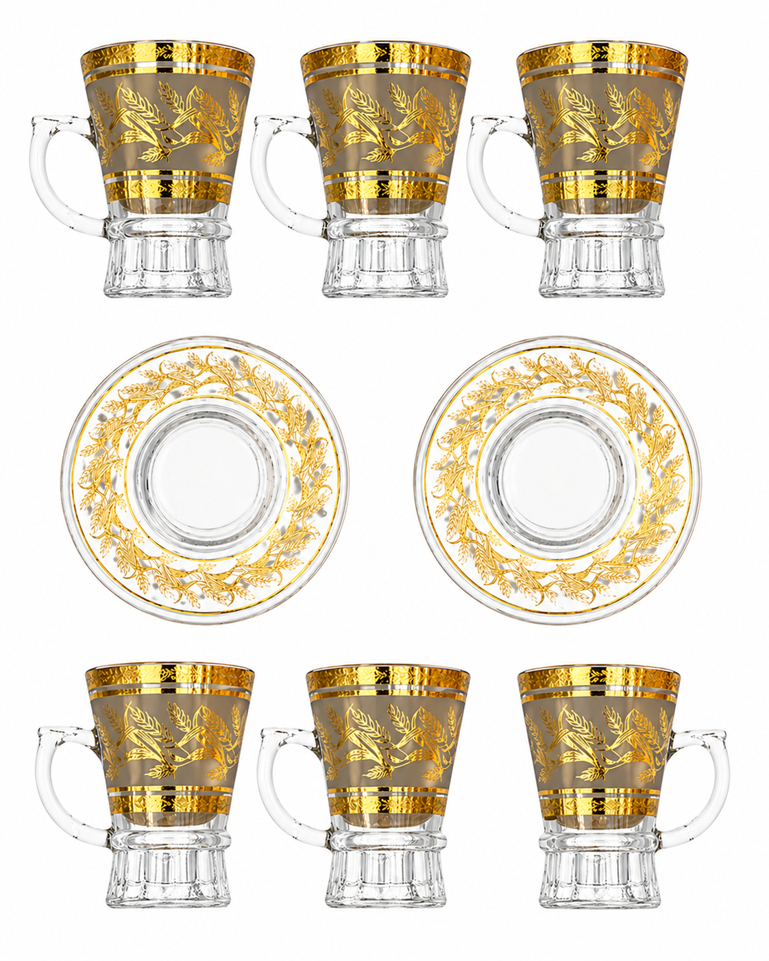 Glass Tea Cup Set-6Cups/Saucers 00155-6+6A-112