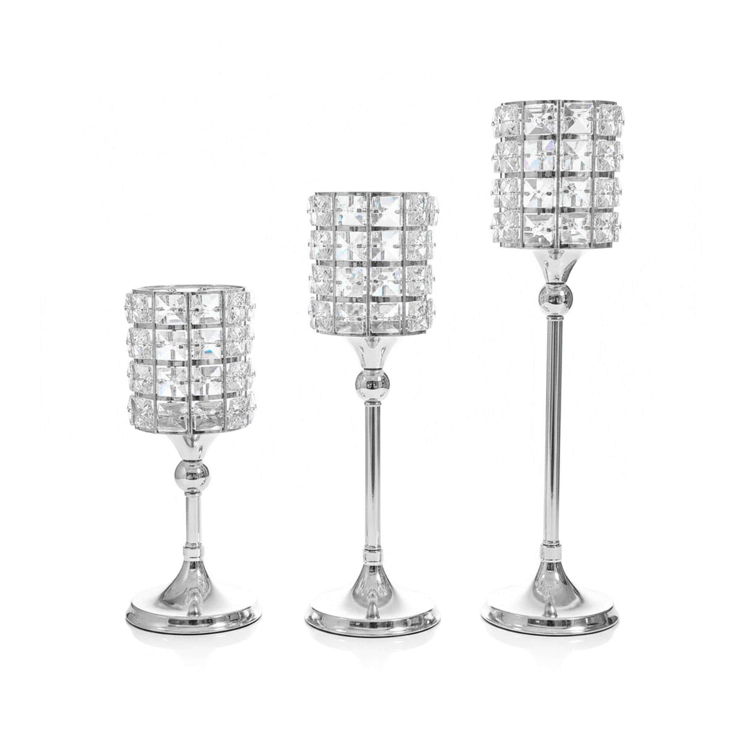Candle Holder Set 3 Pcs Silver 32416-22S