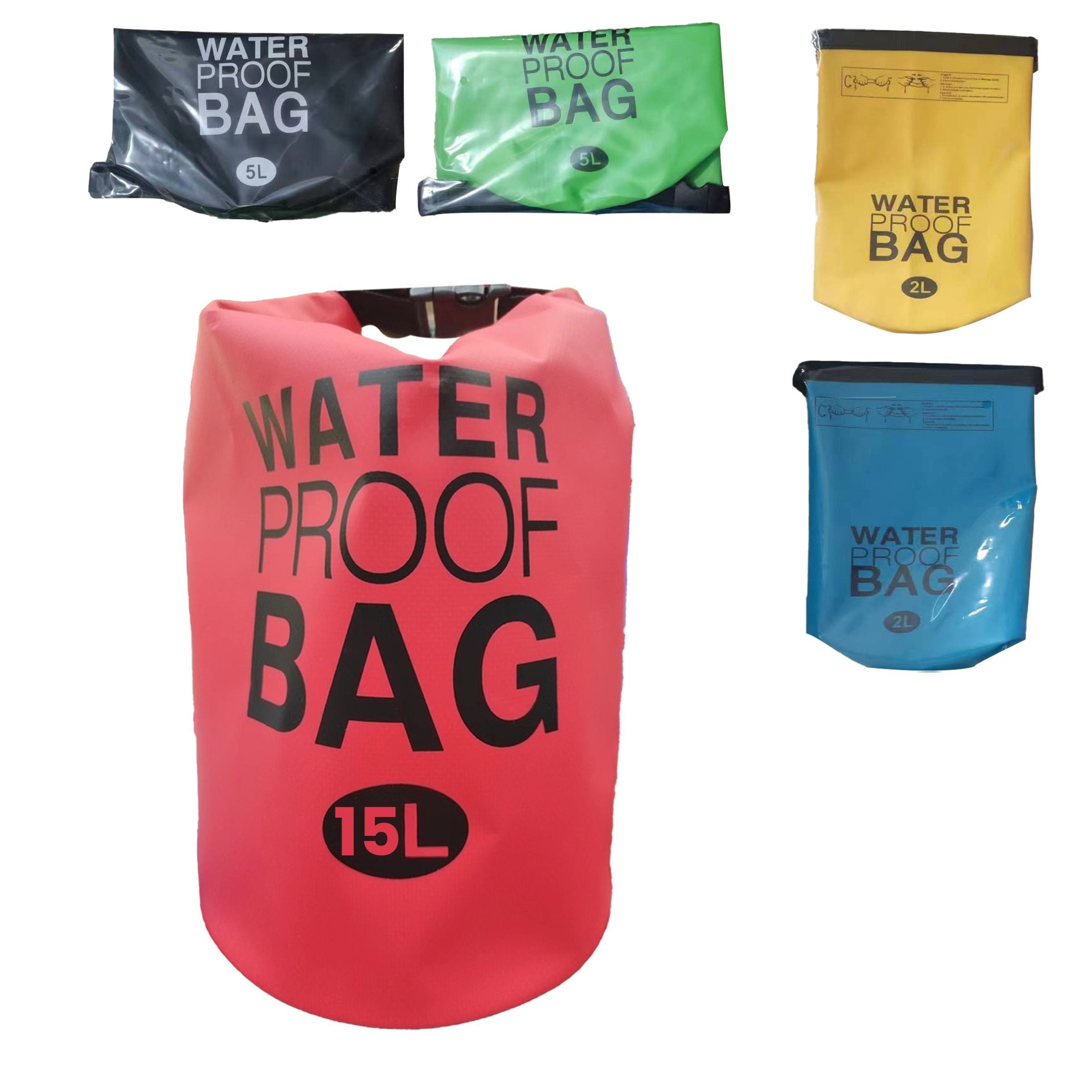 Waterproof Bag 15L mix 5Colors Black Red Yellow Green Blue           WPB-15L