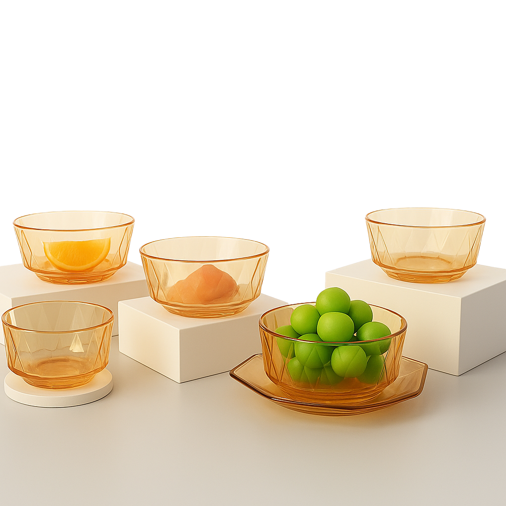 Glass Bowl 6Pcs Set Amber JLQ-GL6 A