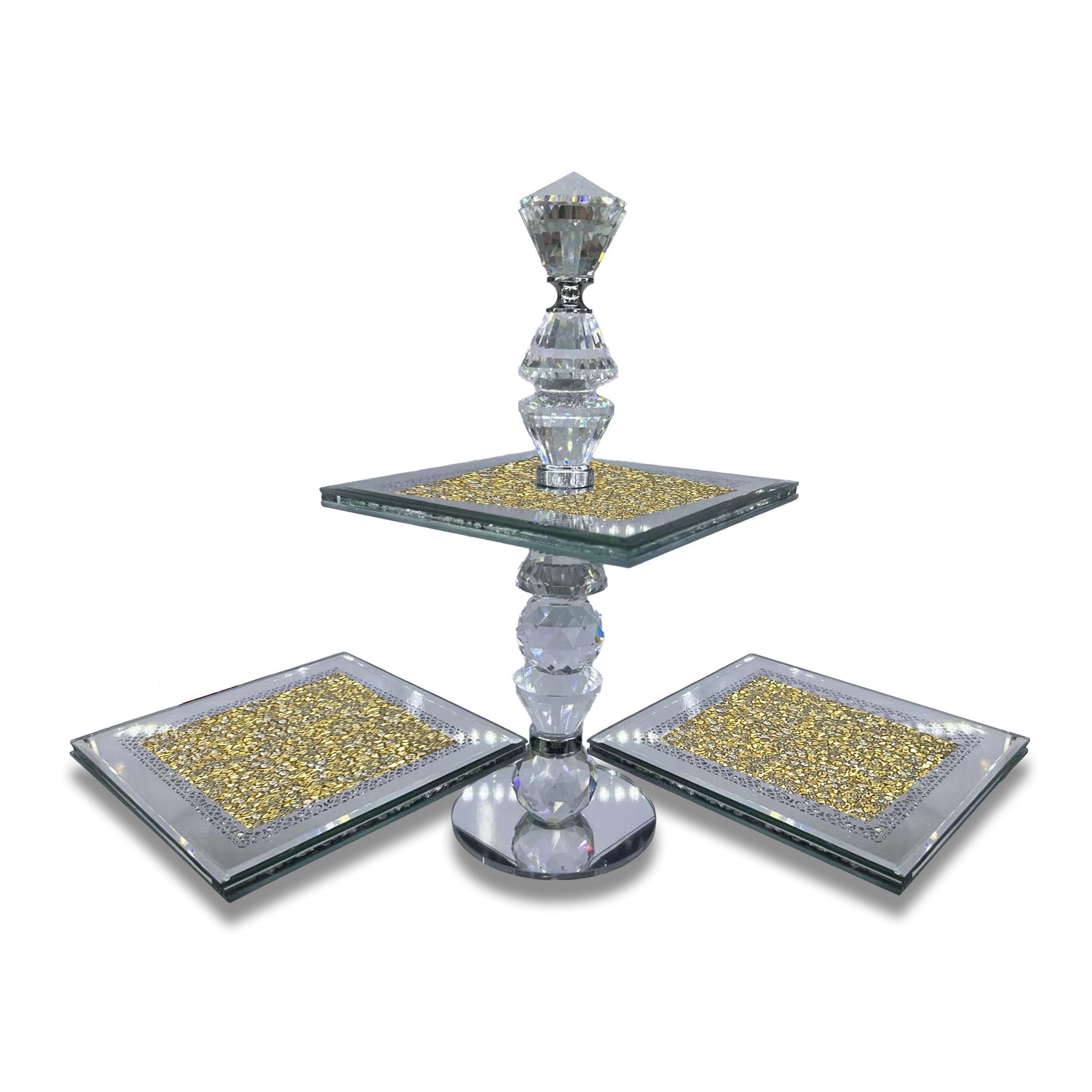 Tray 3 Plates Gold 237-1