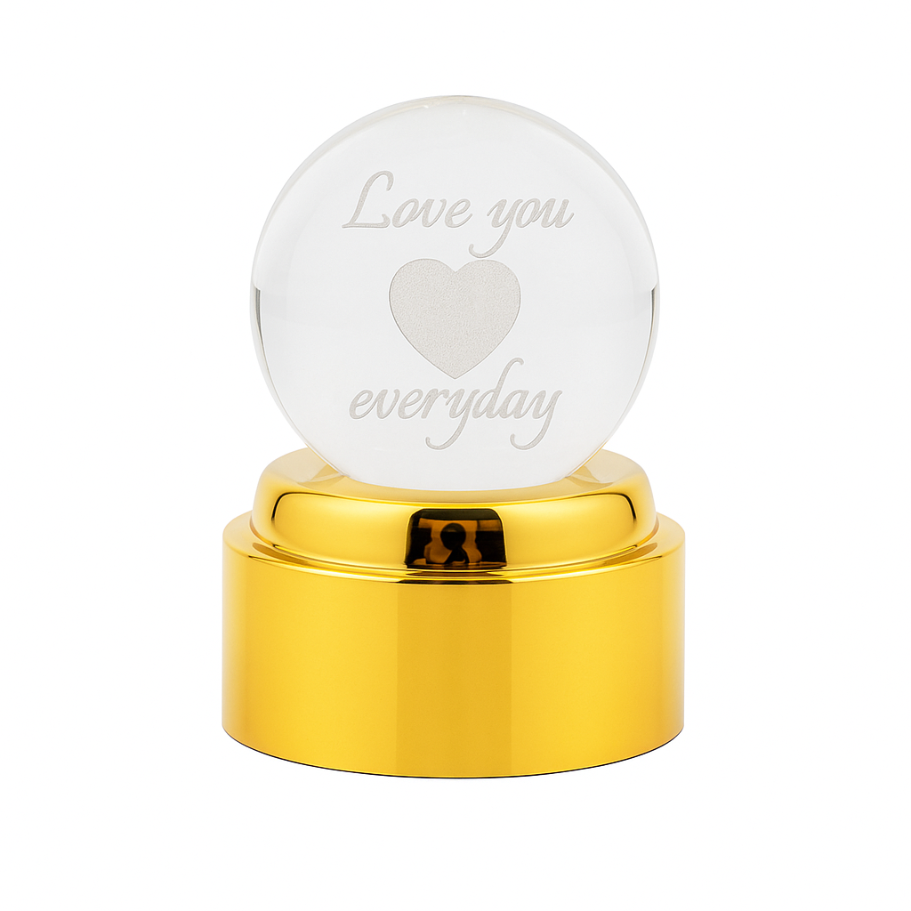 Crystal Ball Love You with Light+Golden base +USB cable   CLY-R801