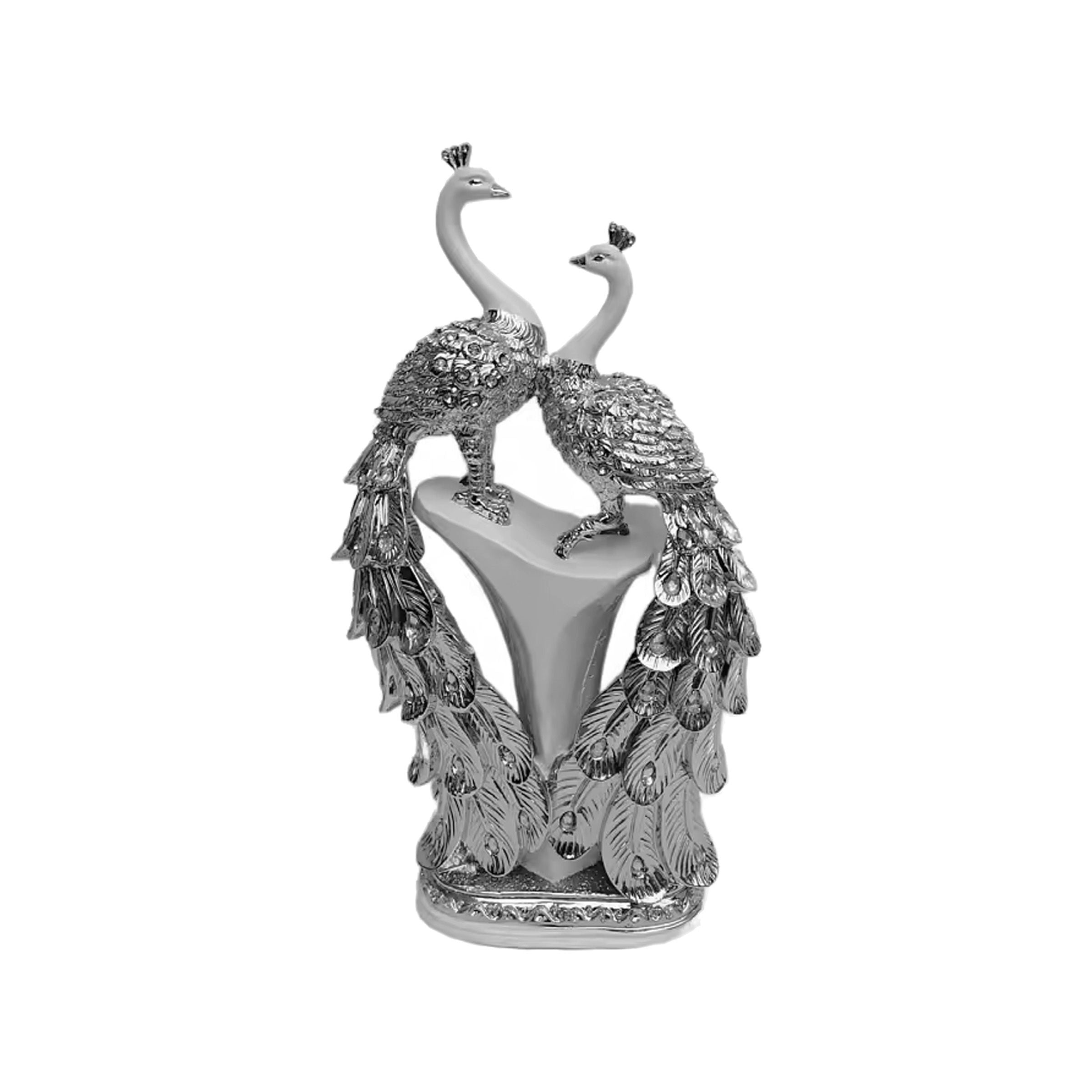 Decorative Statue (Peacock design)  22x12x50cm (8.66x4.72x19.69inch) White Gold/Silver Mix A494