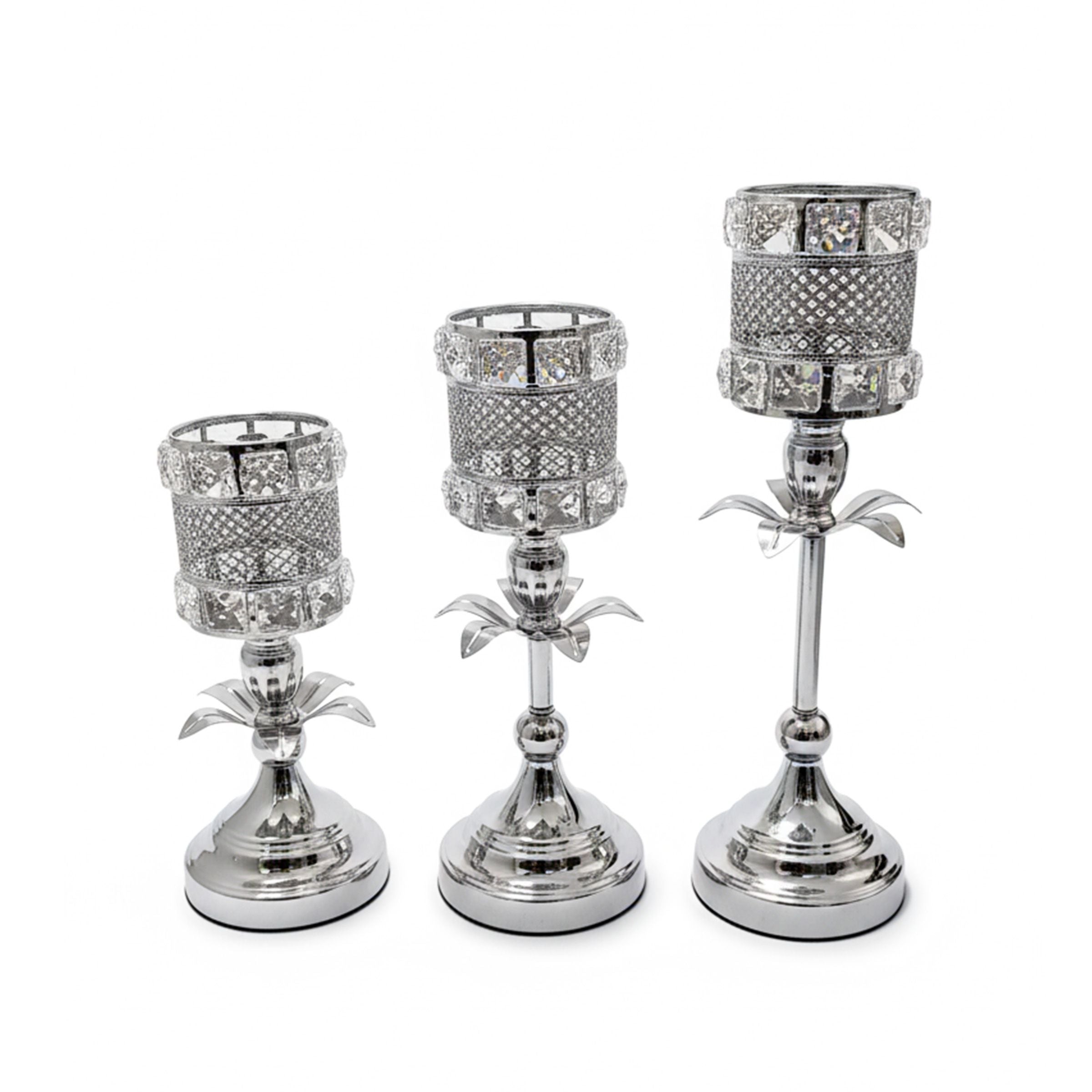 Candle Holder Set 3 Pcs Silver CHD-C3S